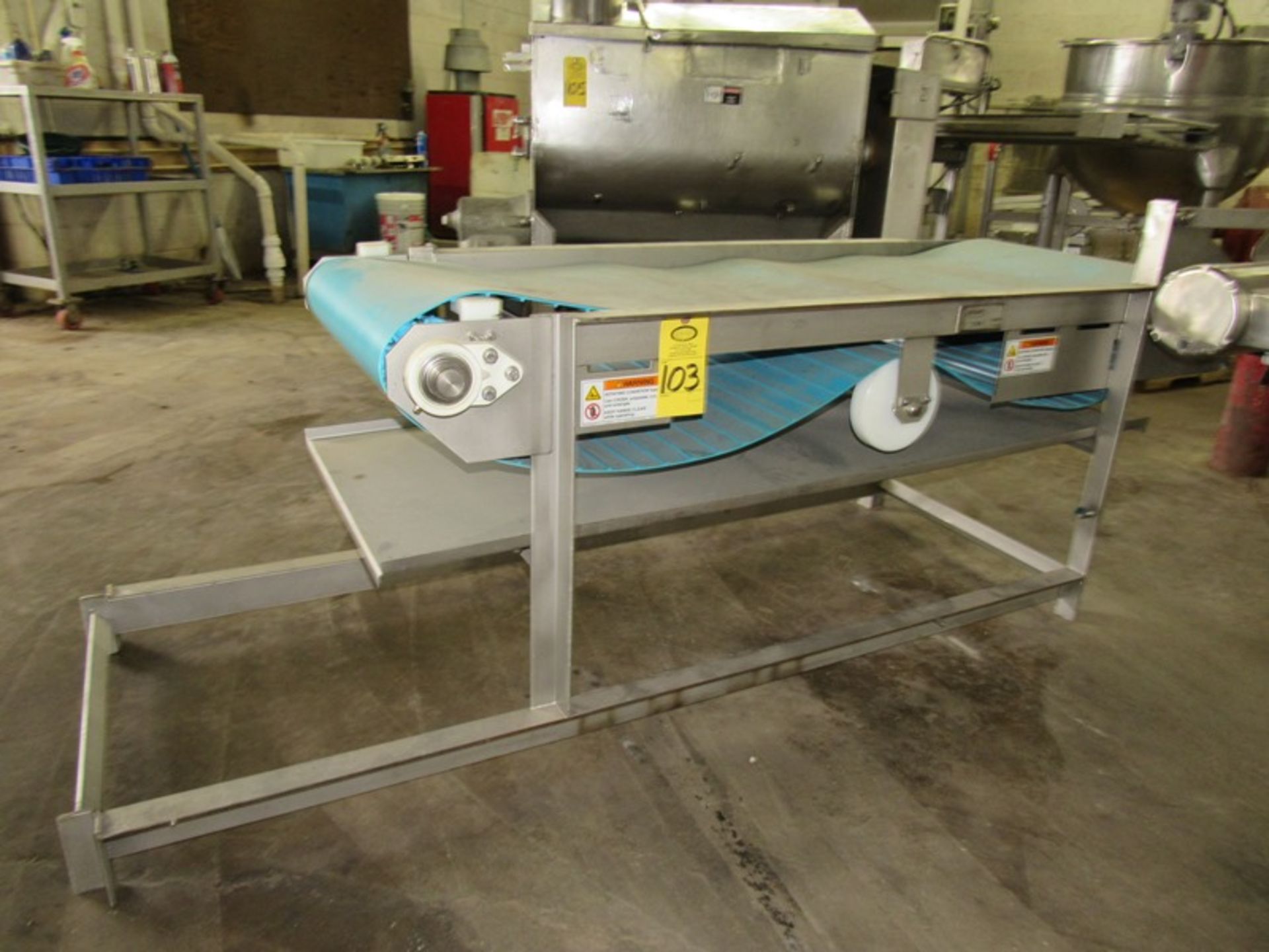RMF Stainless Steel Conveyor, 24" W X 6' L neoprene belt, 1/2 h.p., stainless steel motor 208-230/