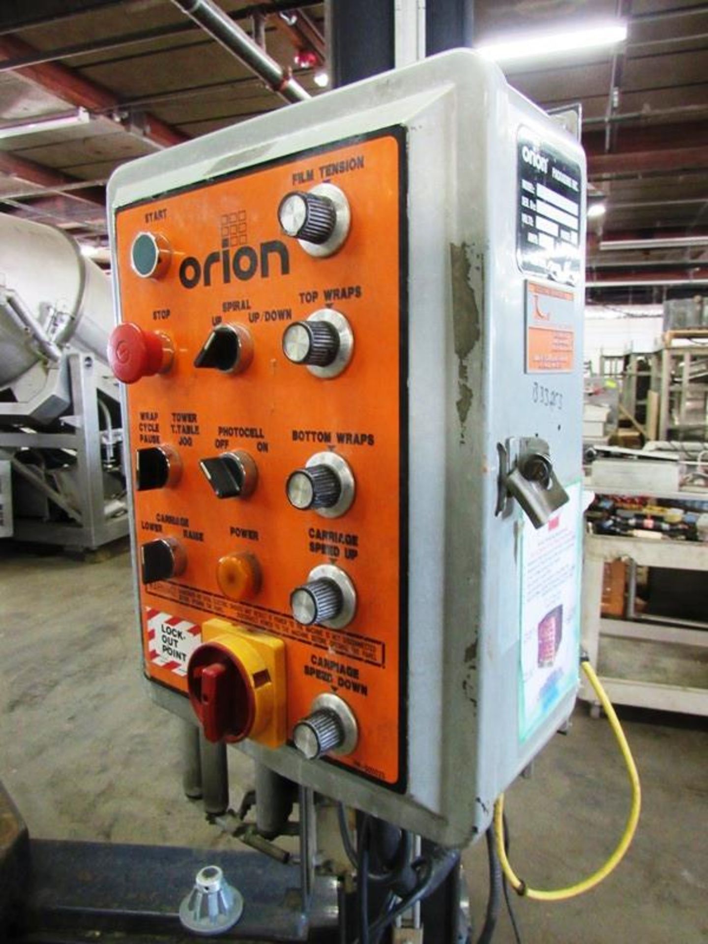Orion Mdl. H55-9 Semi-Automatic Turn Table Pallet Wrapper, adjustable height to @65", adjustable - Image 10 of 12
