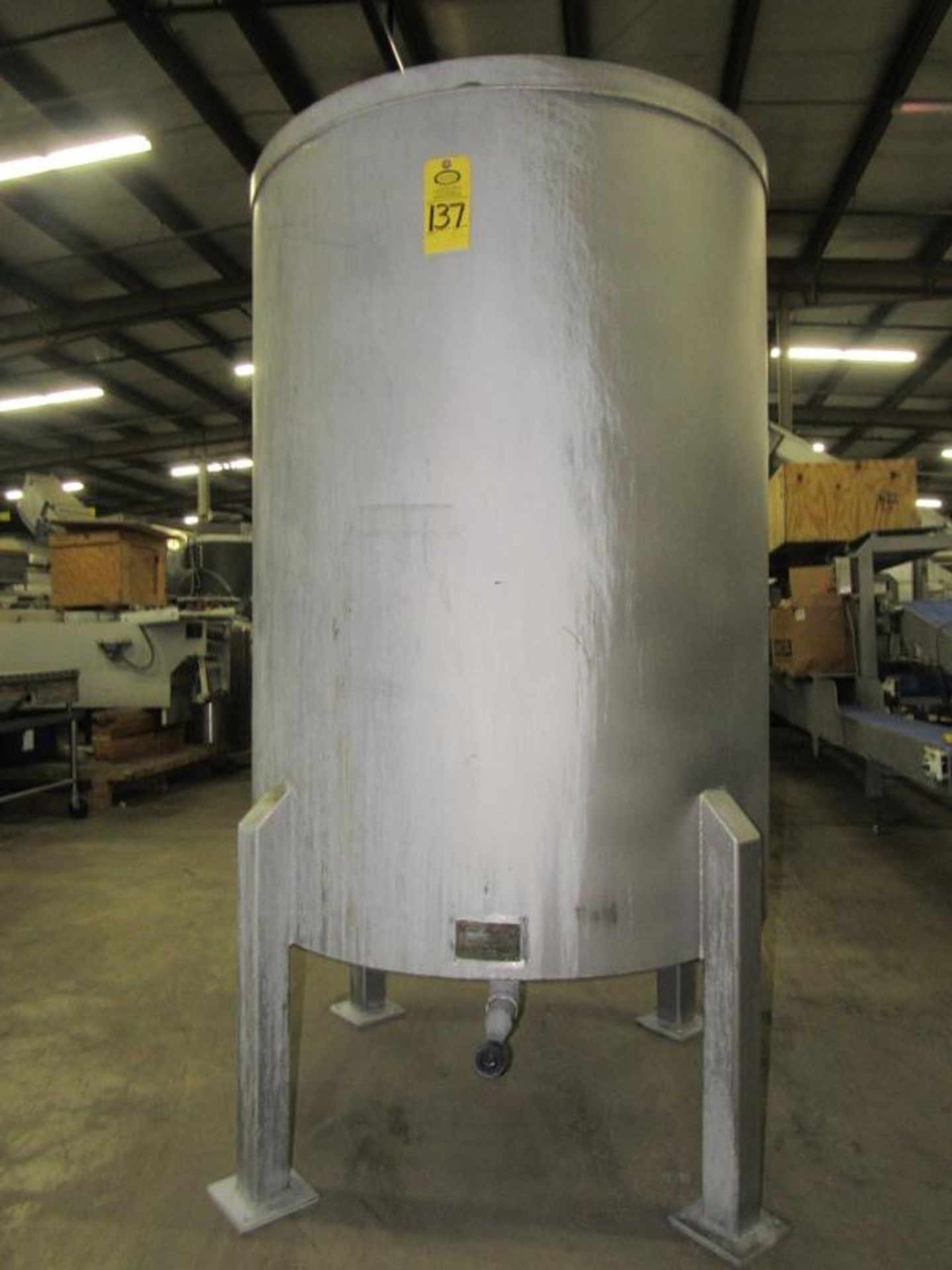 Afeco Stainless Steel Single Tank with solid lid, 44" dia. X 60" deep cone bottom, 80" tall overall,