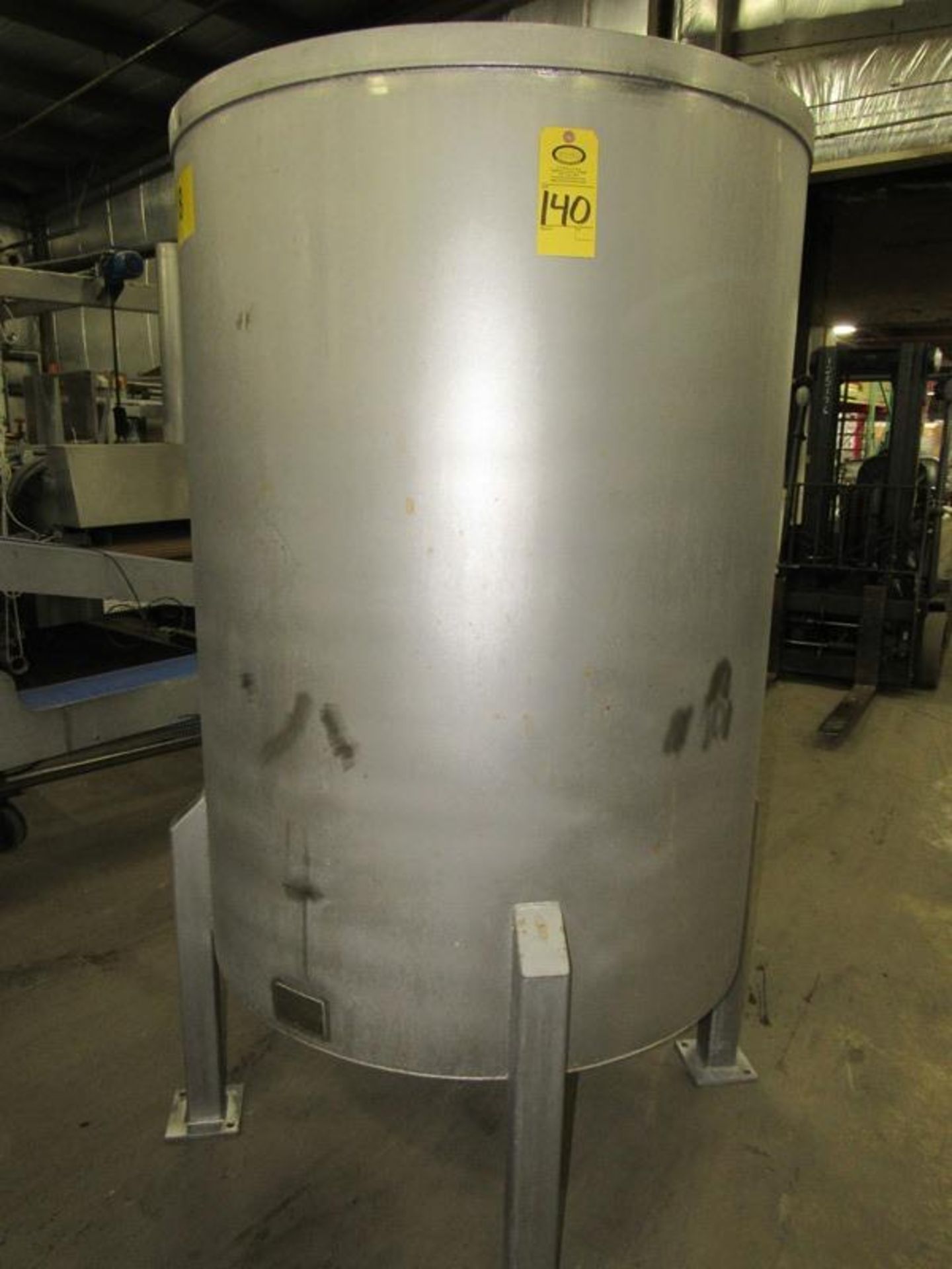 Afeco Stainless Steel Single Tank with solid lid, 44" dia. X 60" deep cone bottom, 80" tall overall,