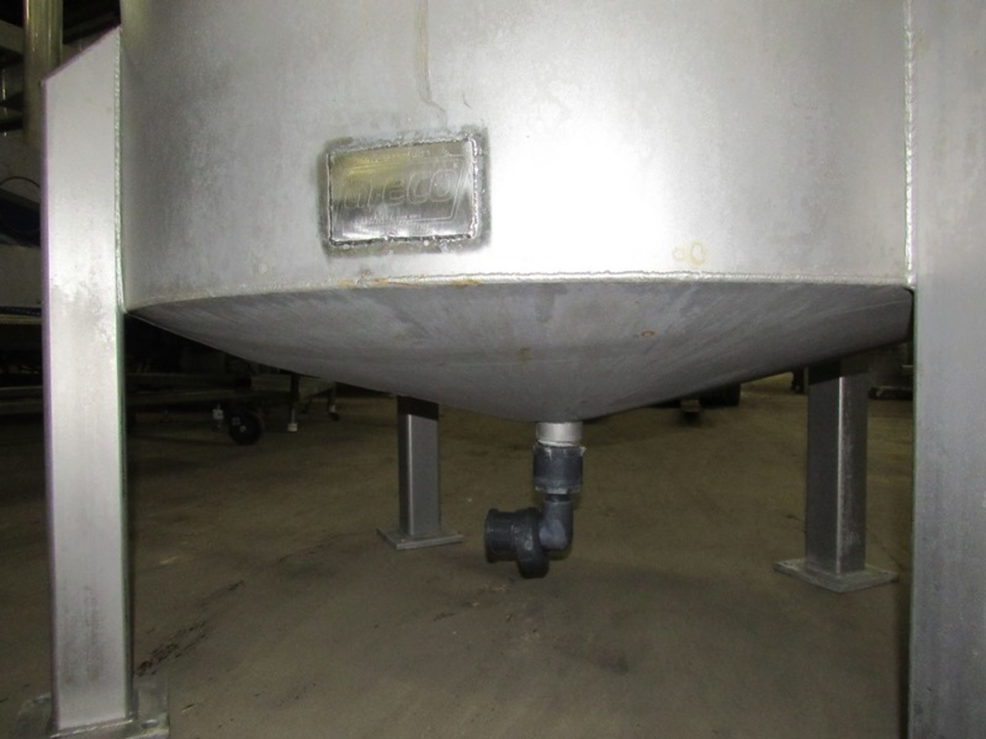 Afeco Stainless Steel Single Tank with solid lid, 44" dia. X 60" deep cone bottom, 80" tall overall, - Image 2 of 4