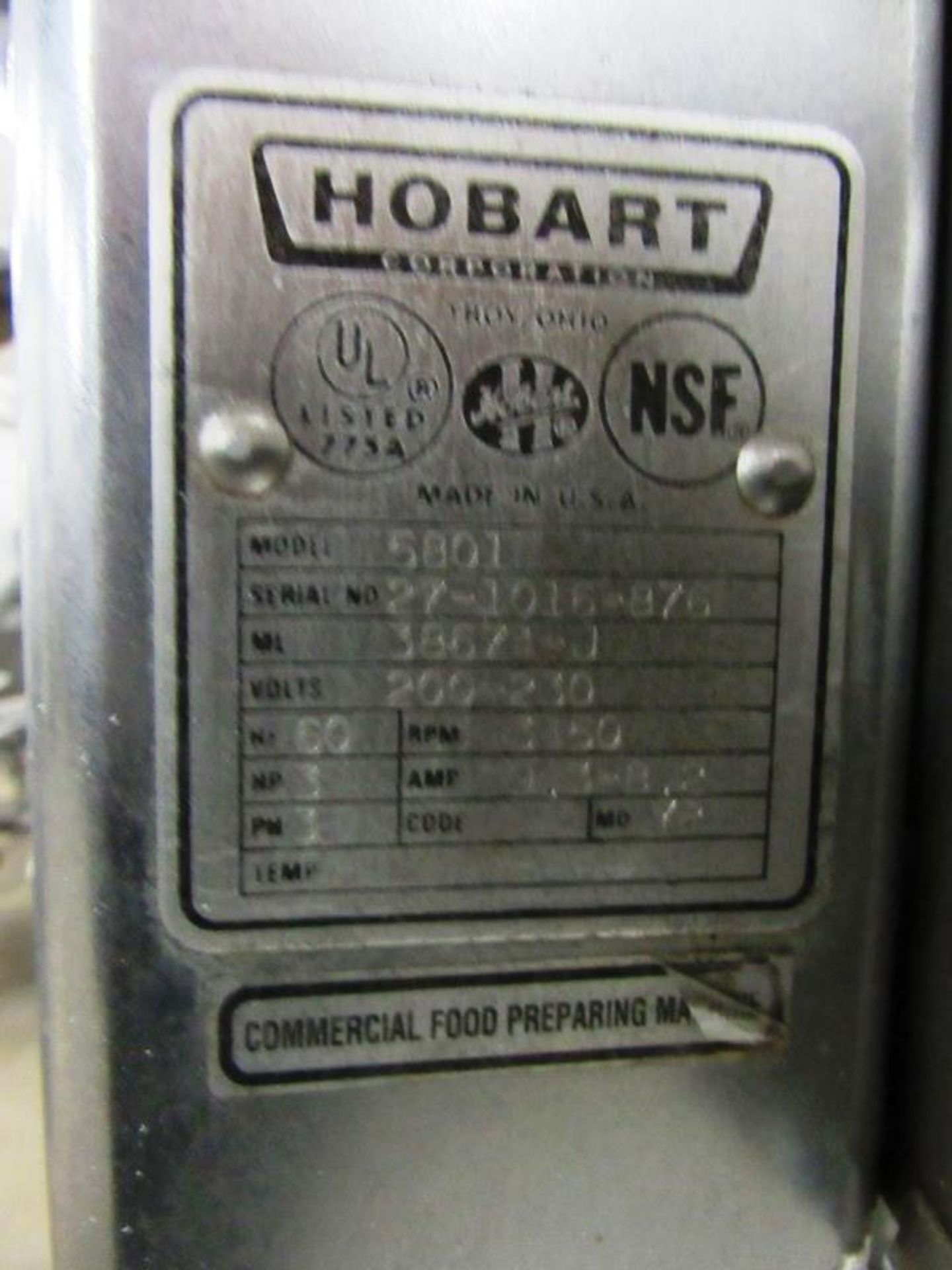 Hobart Mdl. 5801 Bandsaw, Ser. #27-1016-876, 200-230 volts, stainless steel contact parts - Image 8 of 8