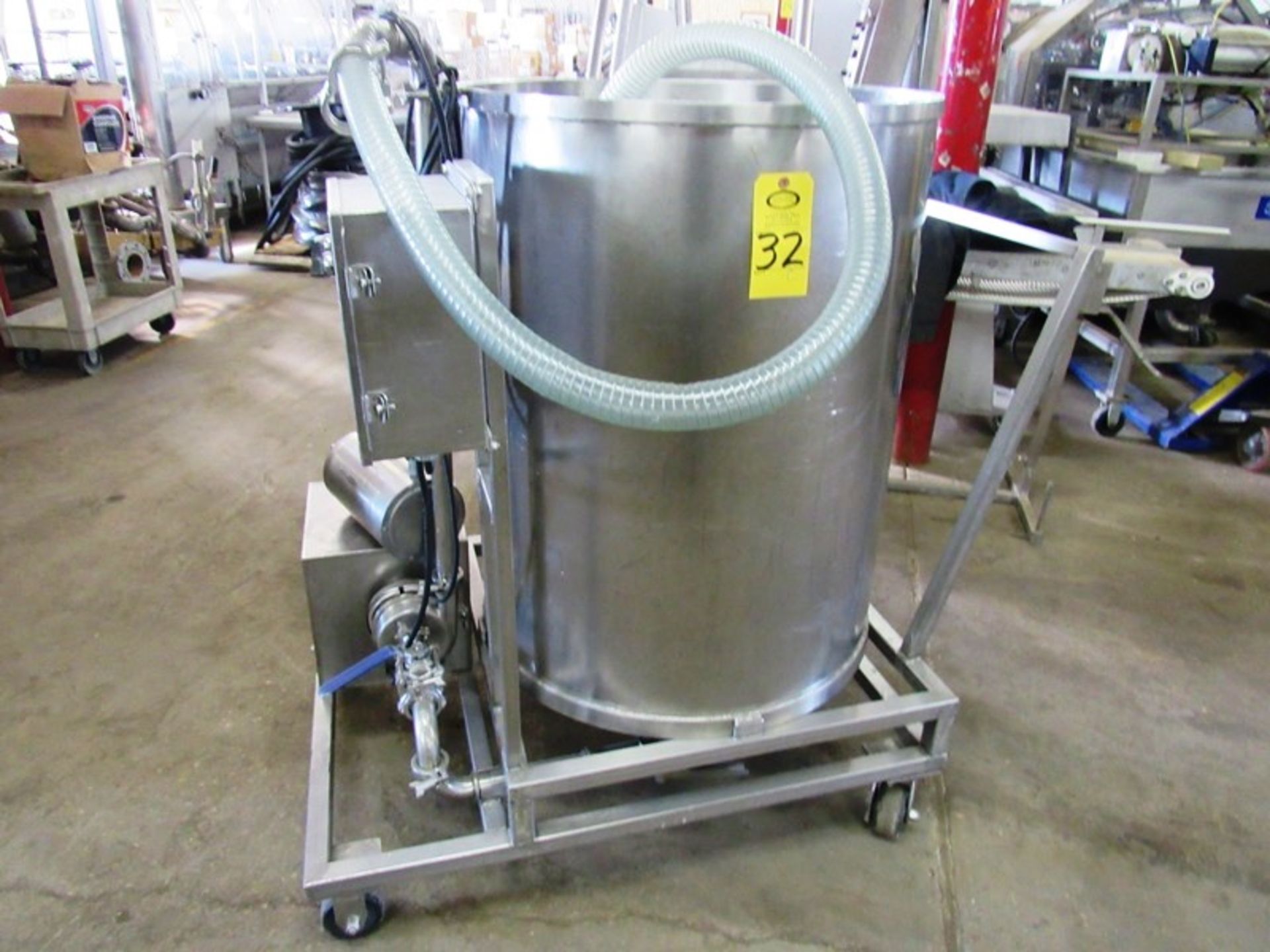 Portable Stainless Steel Mix Tank with pump, 30" Dia. X 36" D, 1 h.p., 208-230/460 volts motors,