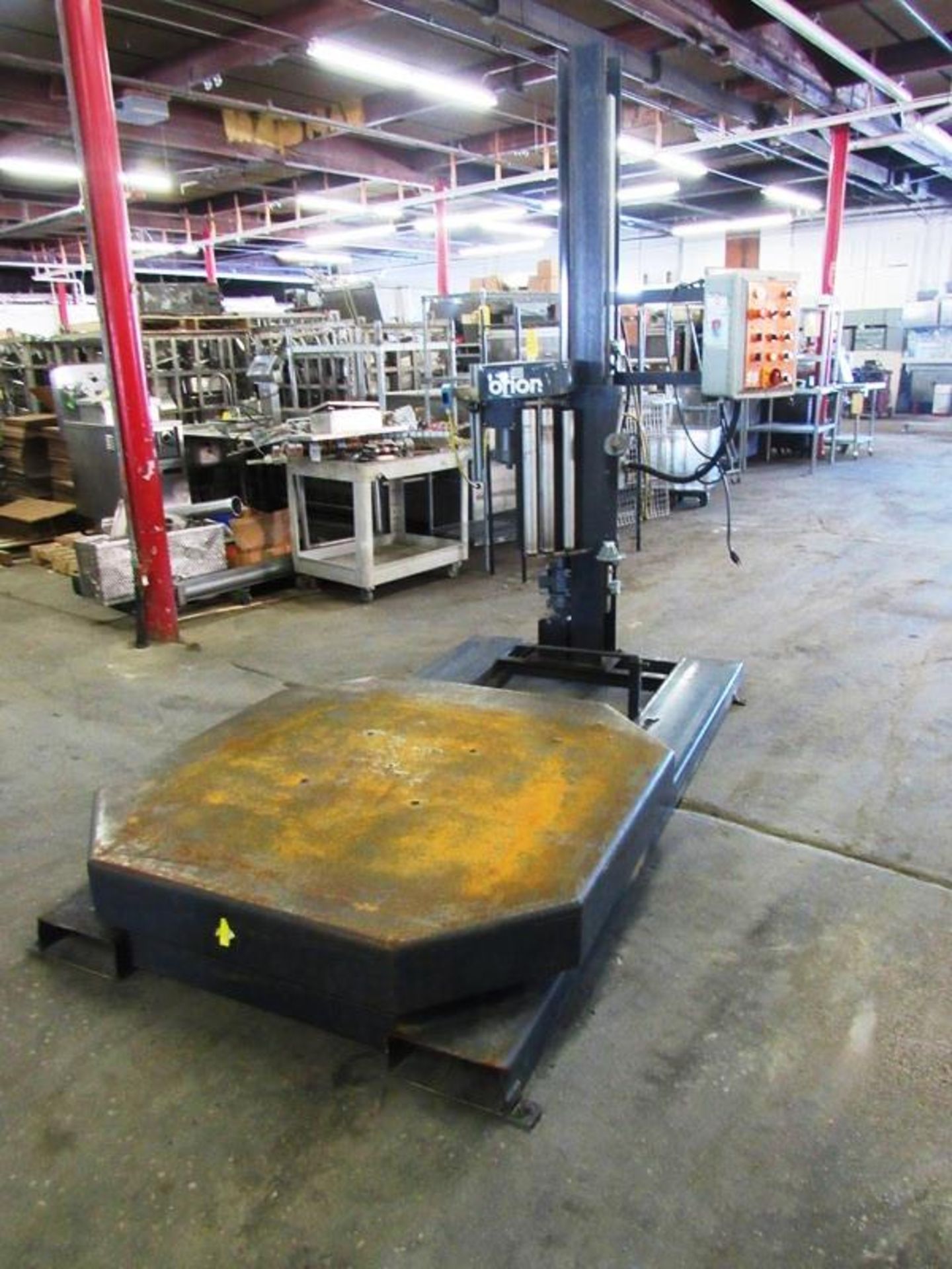 Orion Mdl. H55-9 Semi-Automatic Turn Table Pallet Wrapper, adjustable height to @65", adjustable