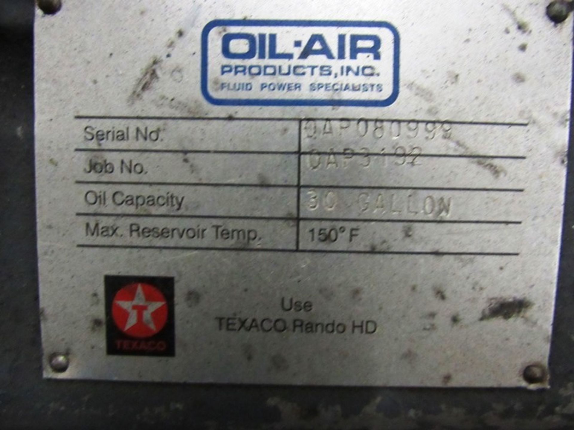 Oil-Air Power Pack, 36" L X 2' W X 12" D reservoir, (30 gallon), Thermal Transfer Heat Exchanger - Bild 6 aus 7