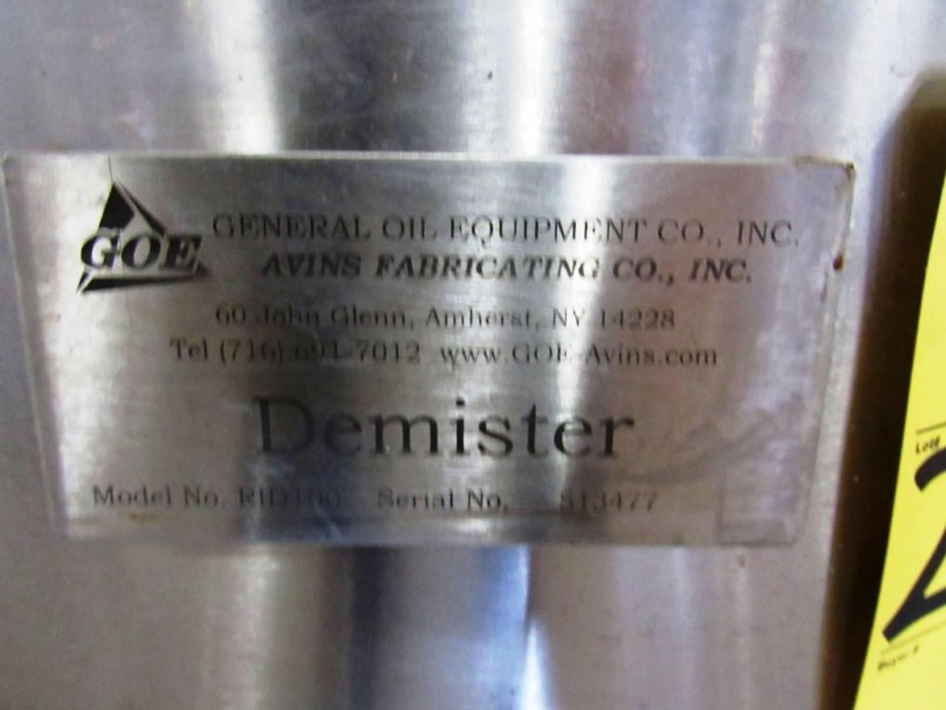 General Oil Equipment Mdl. R1D100 Stainless Steel Demister Canister, 24" Dia. X 17" D, 6" hose - Image 3 of 3