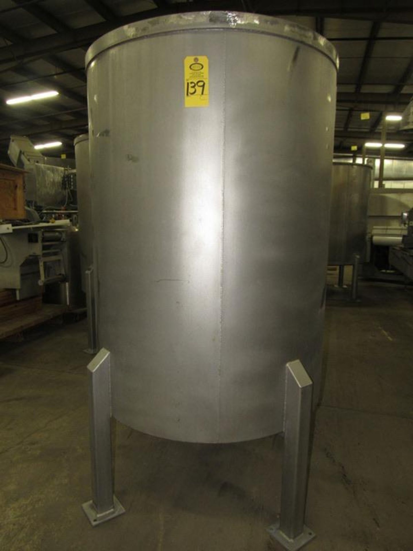 Afeco Stainless Steel Single Tank with solid lid, 44" dia. X 60" deep cone bottom, 80" tall overall,