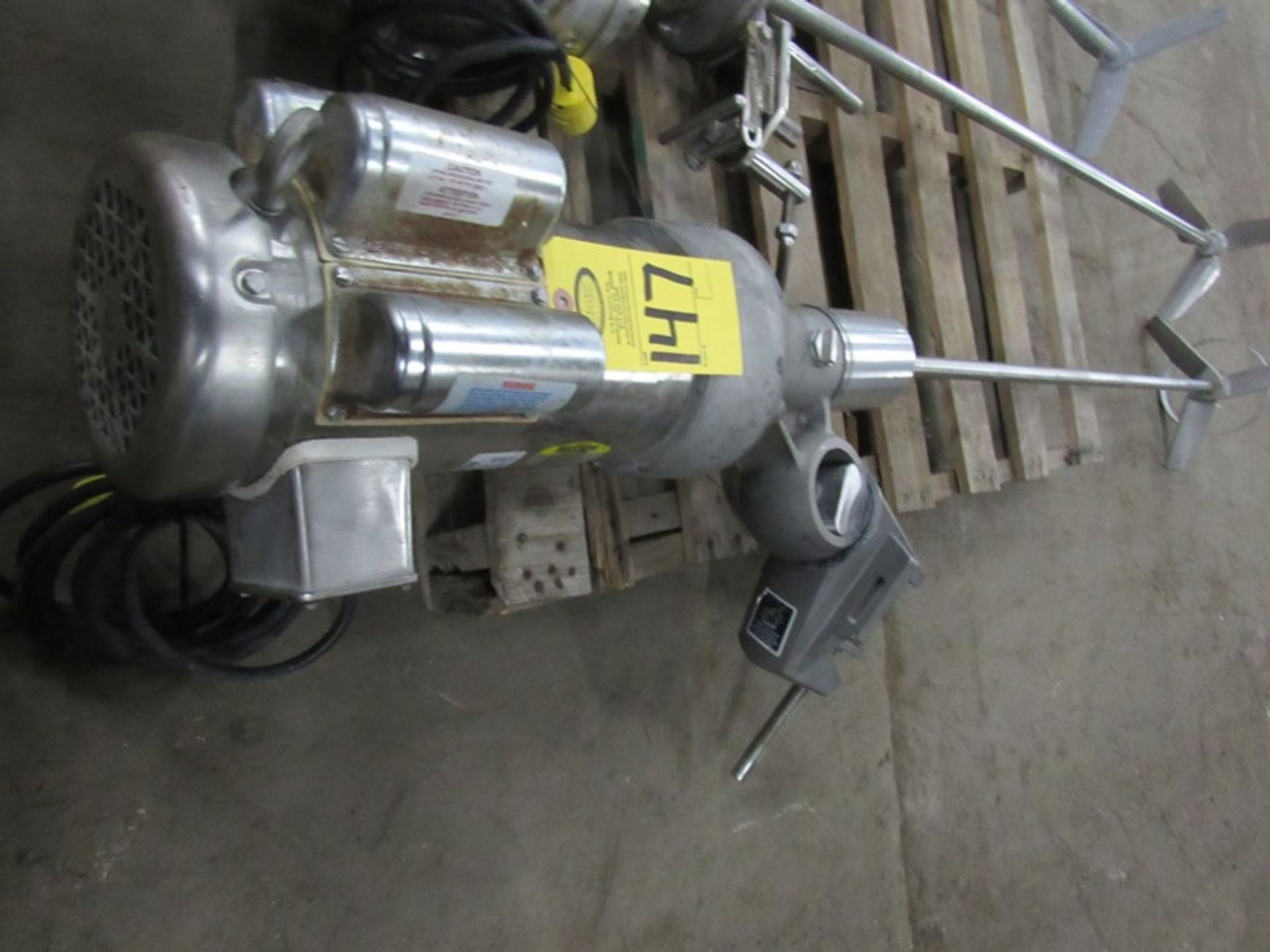 Lightnin Mixer, 110 volts, stainless steel motor, 6' long shaft, 7" blades propeller with mounting