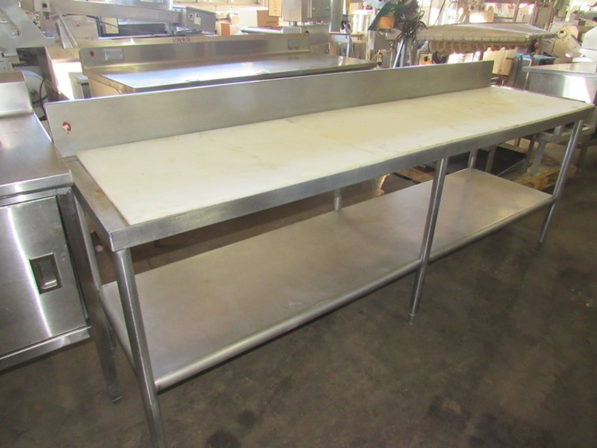 Stainless Steel Table, 2' W X 8' L X 34" T with poly tops