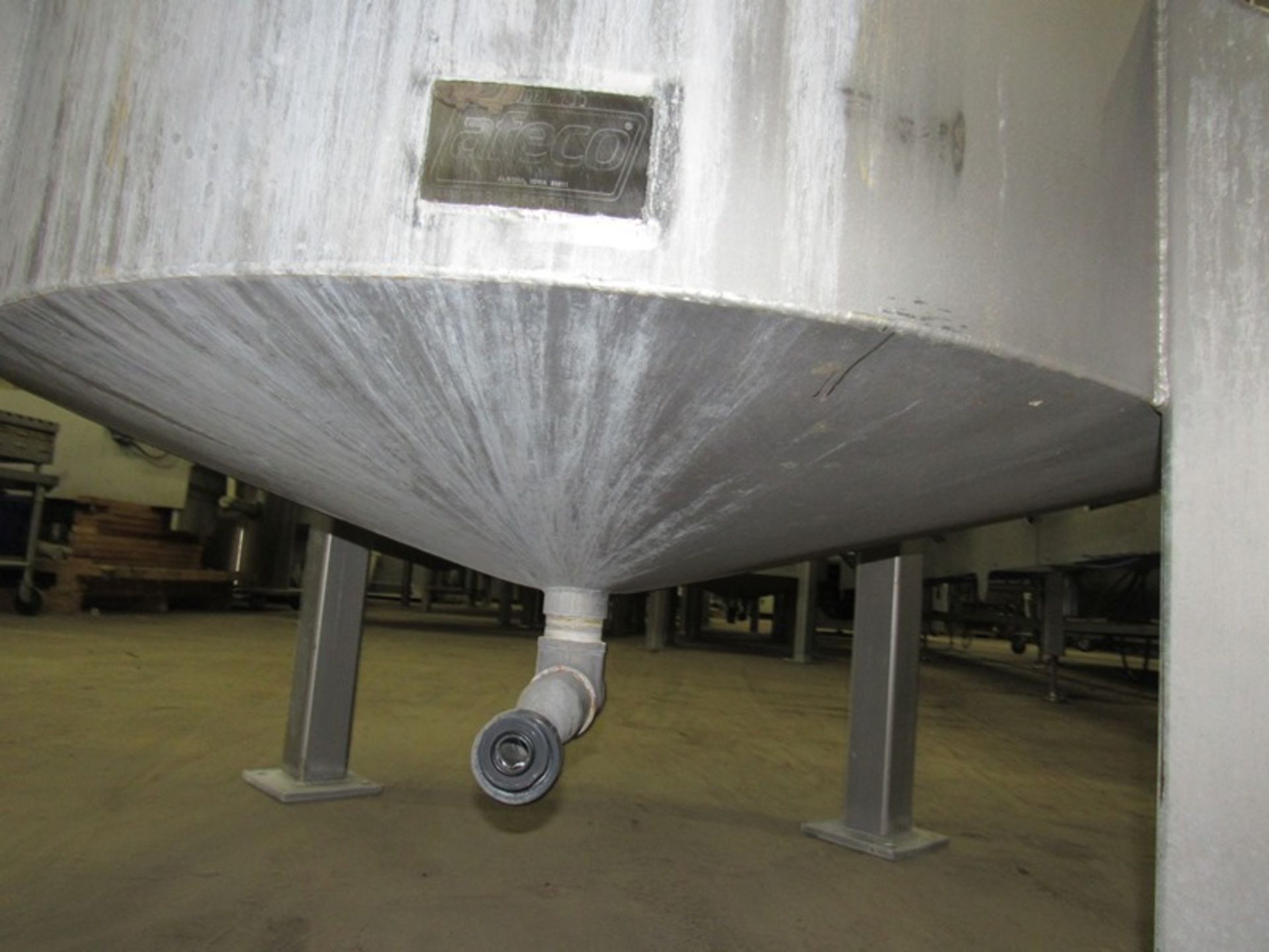 Afeco Stainless Steel Single Tank with solid lid, 44" dia. X 60" deep cone bottom, 80" tall overall, - Image 2 of 4