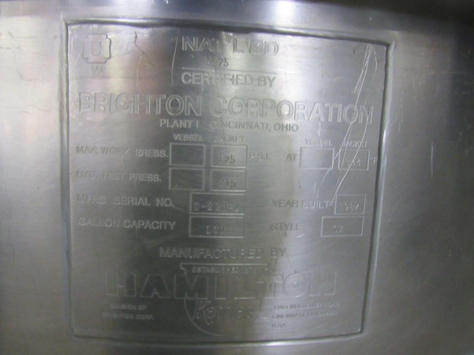 Hamilton Stainless Steel 1/2 Jacketed, 38" Dia. X 30" Deep, stainless steel shaft mixer attached, - Image 4 of 4