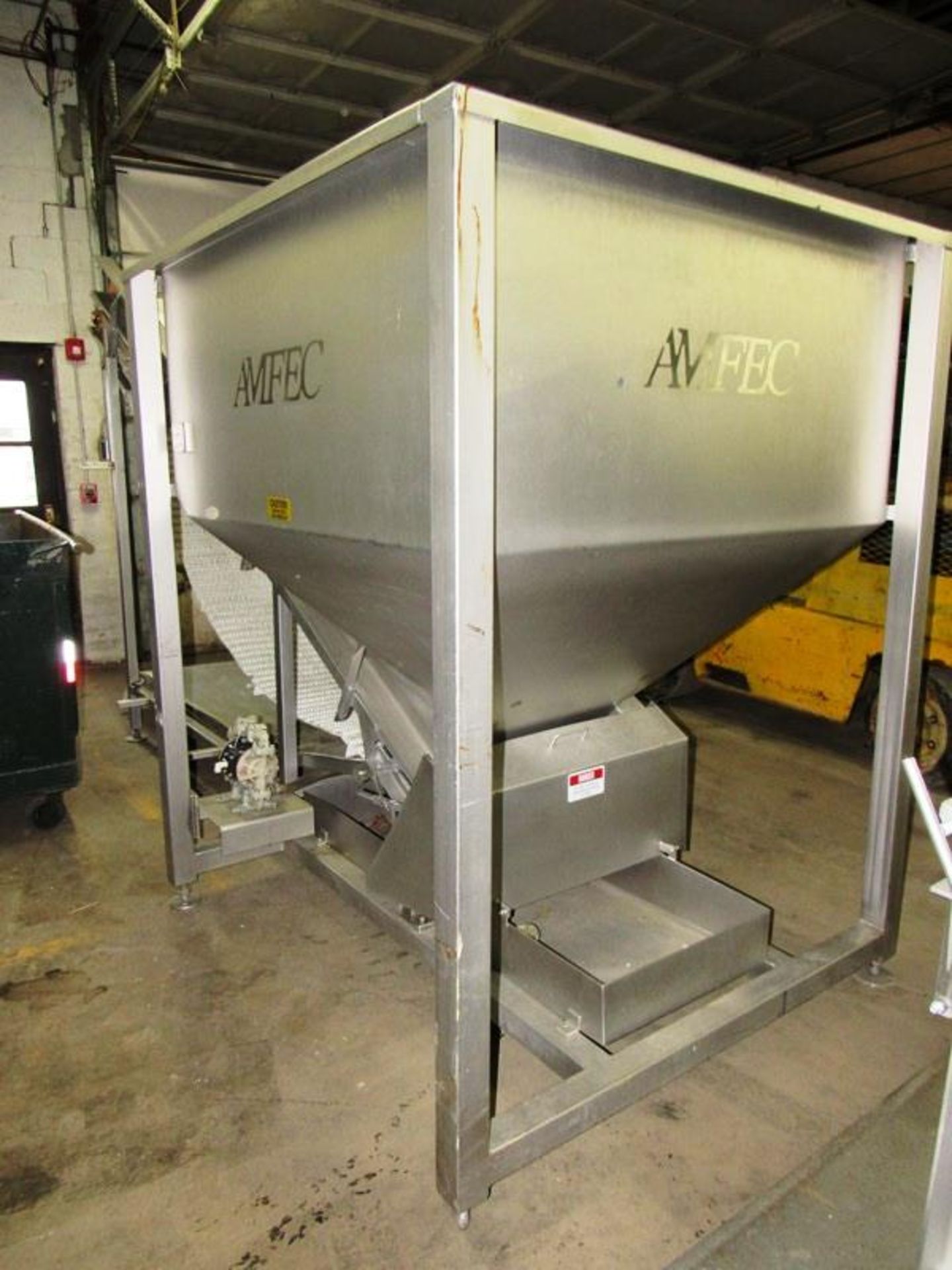 AMFEC Stainless Steel Hopper with incline conveyor, hopper, 53" W X 50" L X 48" D conveyor, 19 1/ - Image 10 of 12