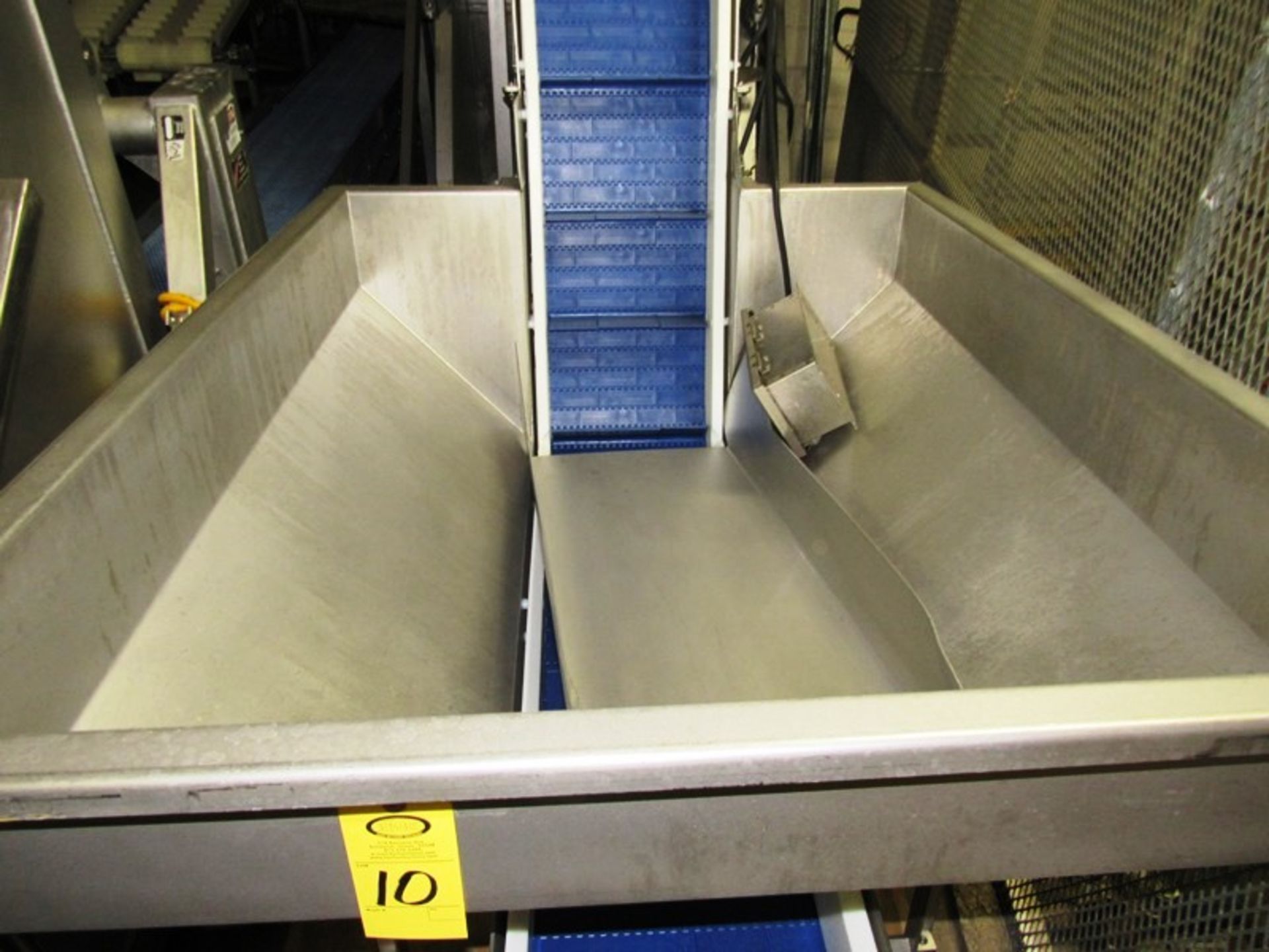 Stainless Steel Z Incline Conveyor with stainless steel hopper, 18" W X 12' L flighted plastic belt, - Image 3 of 6