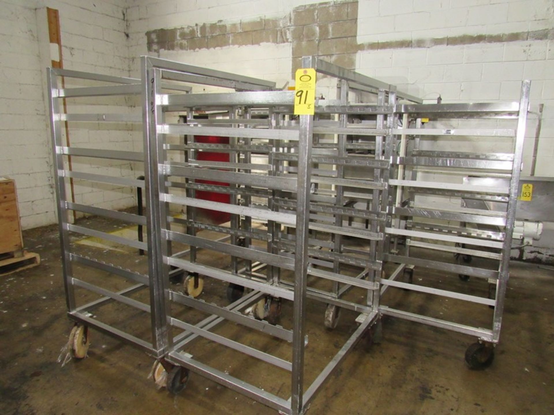 Stainless Steel Smoke Trucks, 32" W X 46 1/2" L X 69" T, 8 spaces for sticks or screens, 6" apart,