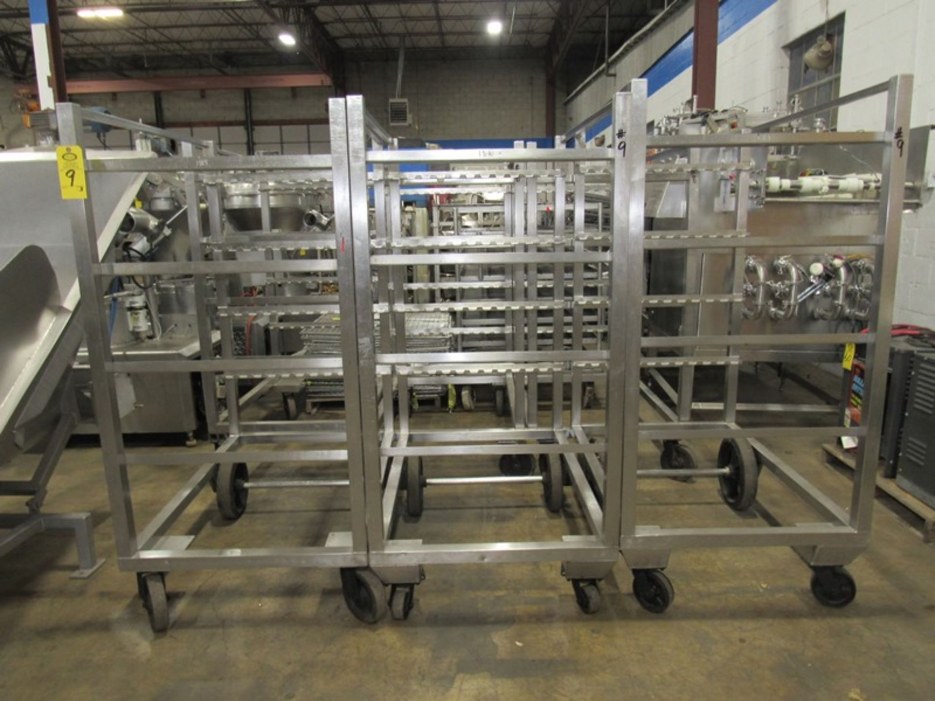 Stainless Steel Smoke Trucks, 34" W X 53 1/2" L X 74" T, 4 spaces to hold 12, 48" sticks spaced