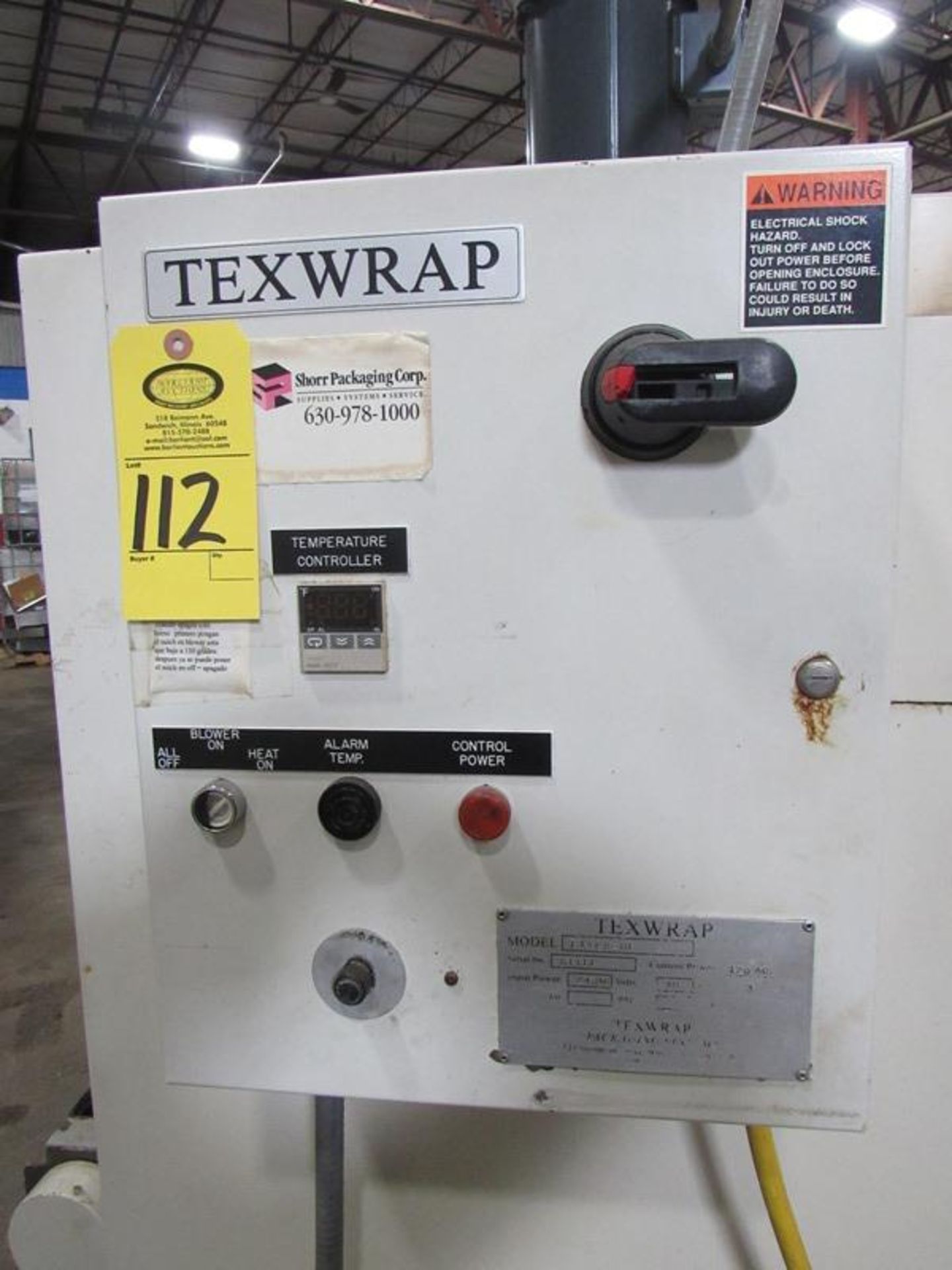 Texwrap Mdl. T1322-01 Electric Heat Shrink Tunnel, 22" W X 13" H X 42" L tunnel, 3 phase, 240 volts, - Image 4 of 4