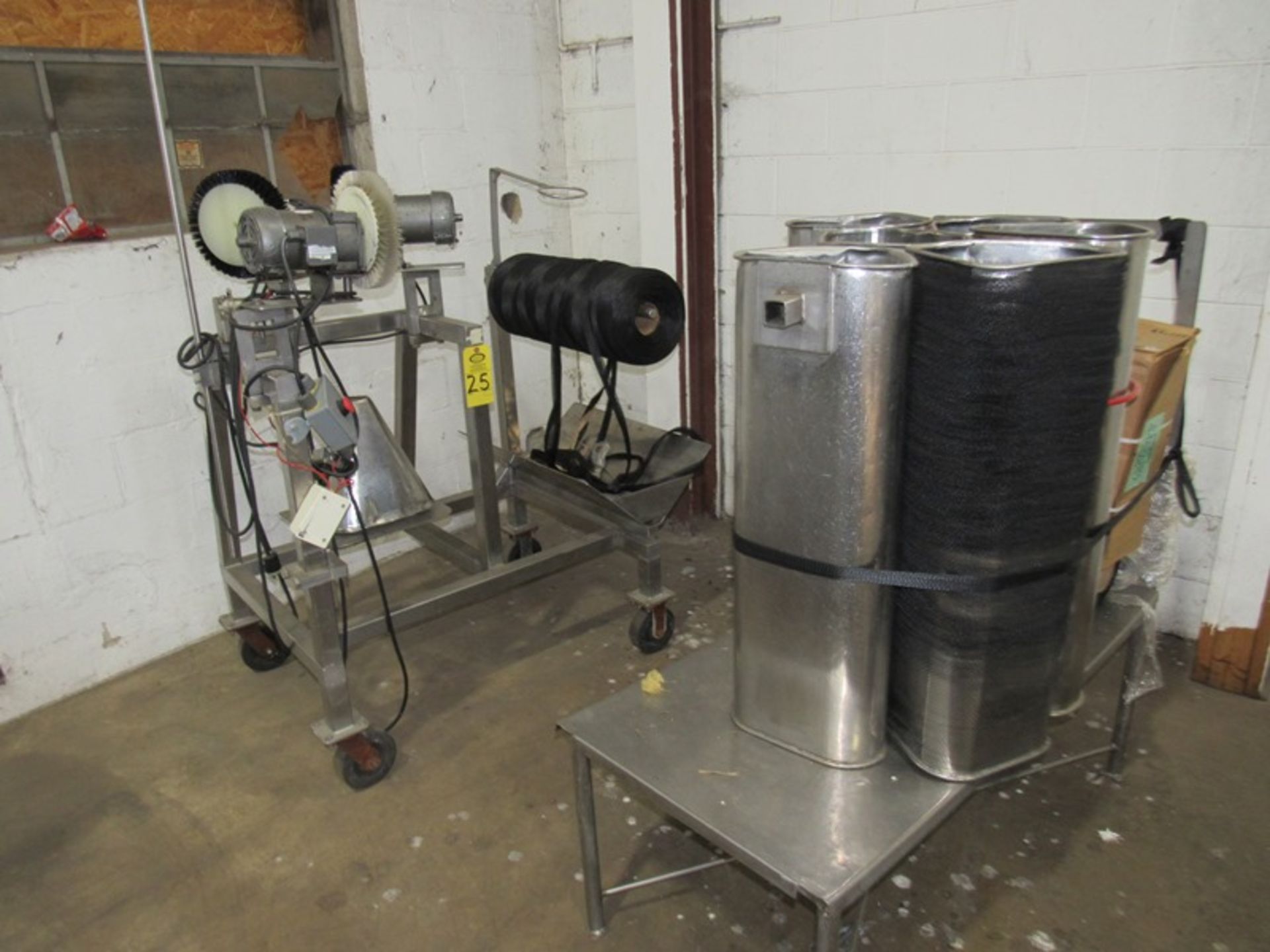 Net Rucking Machine, (3) 1/6 h.p.. motors on brushes, (6) stainless steel net tubes, Located in