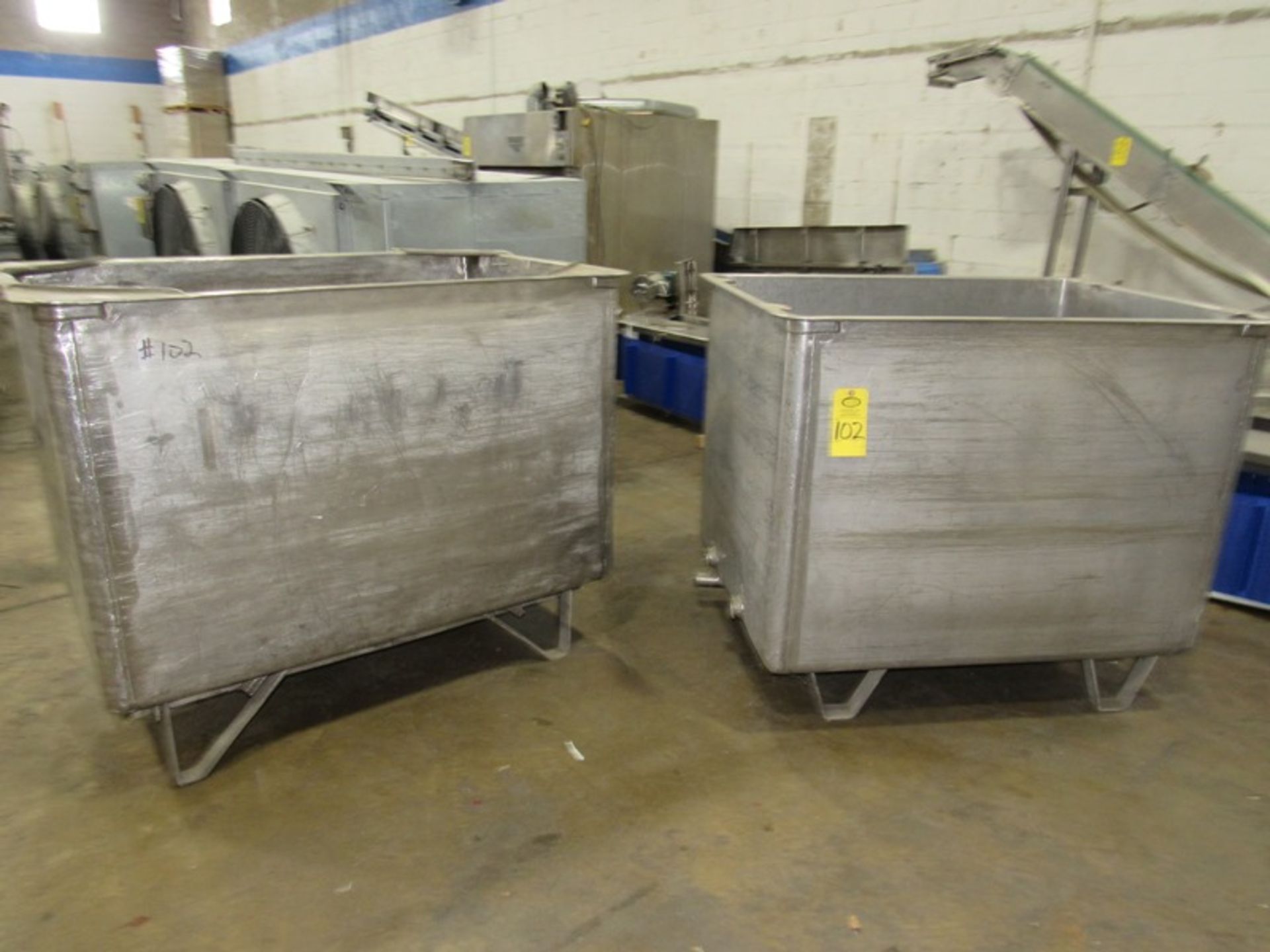 Lot Stainless Steel Vats, (1) 36" W X 48" L X 36" D & (1) 36" W X 53" L X 36" D, Located in Plano,