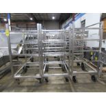 Stainless Steel Smoke Trucks, 34" W X 53 1/2" L X 74" T, 4 spaces to hold 12, 48" sticks spaced