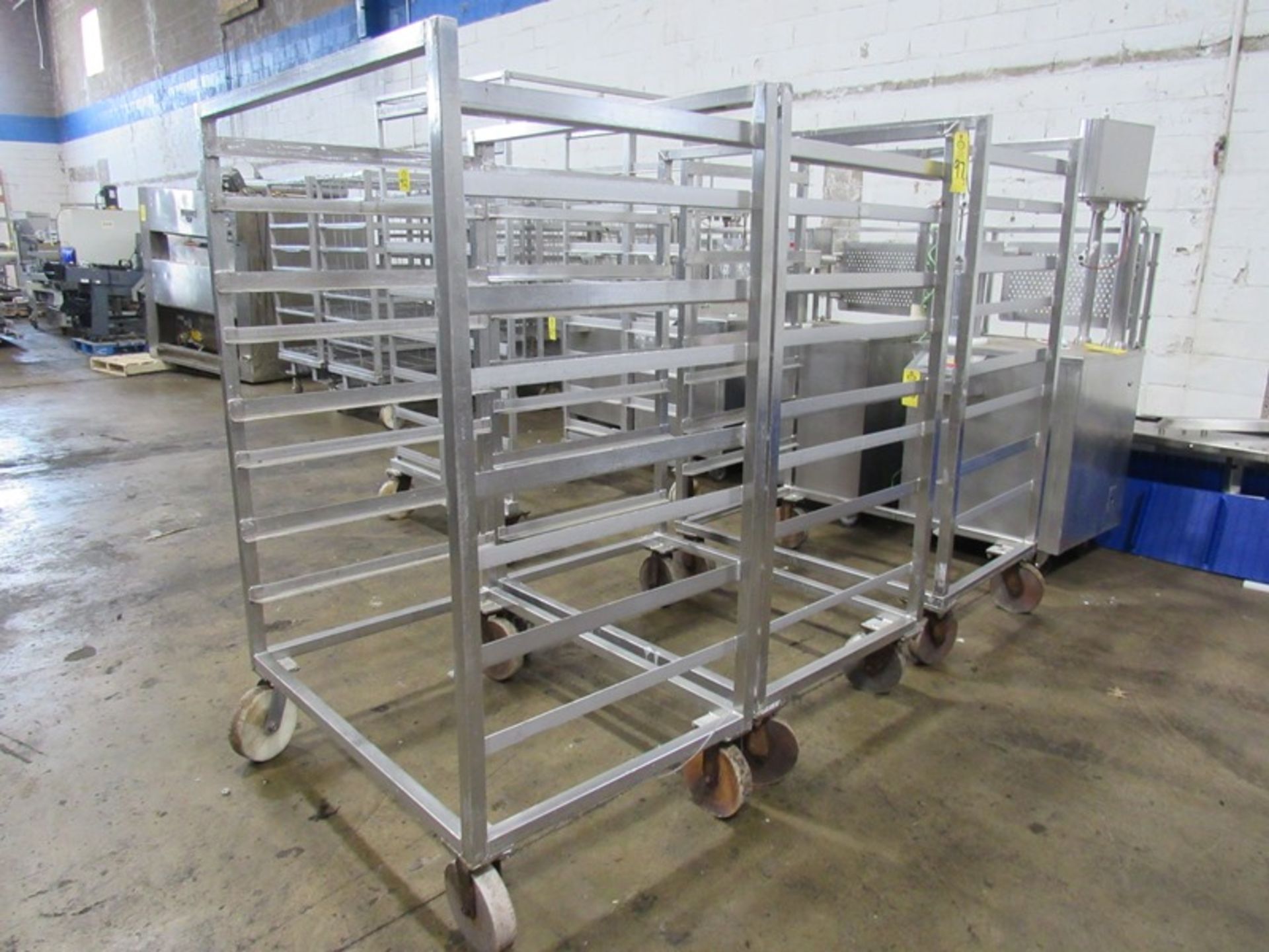 Stainless Steel Smoke Trucks, 32" W X 46 1/2" L X 70" T, 8 spaces, various spacing , Located in