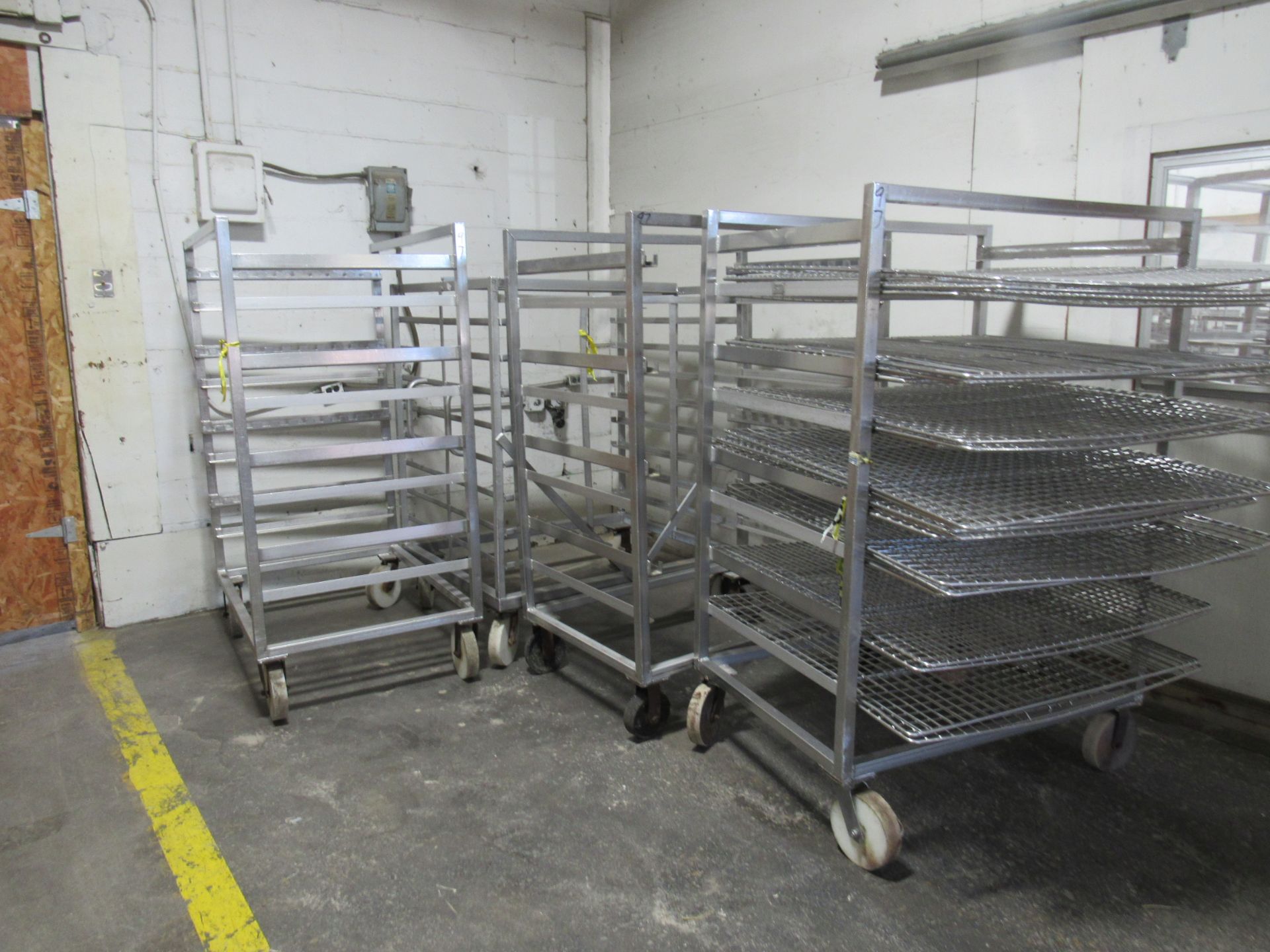Stainless Steel Smoke Trucks, 32" W X 46 1/2" L X 70" T, 8 spaces, various spacing , Located in - Image 2 of 2