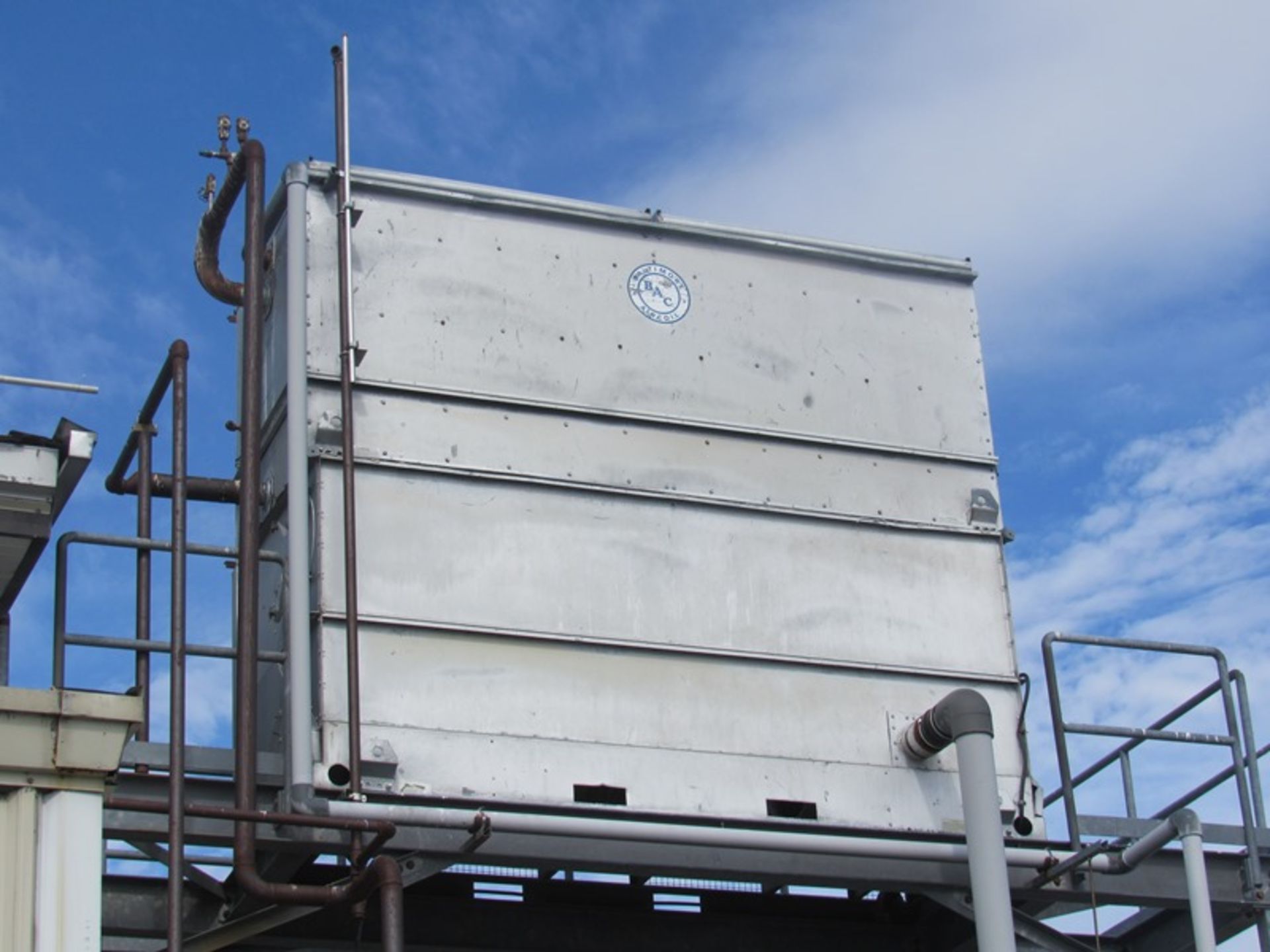 BAC 2-Fan Ammonia Condenser on iron frame, (on rooftop) (Required Rigging Fee: $4,500.00-Payment