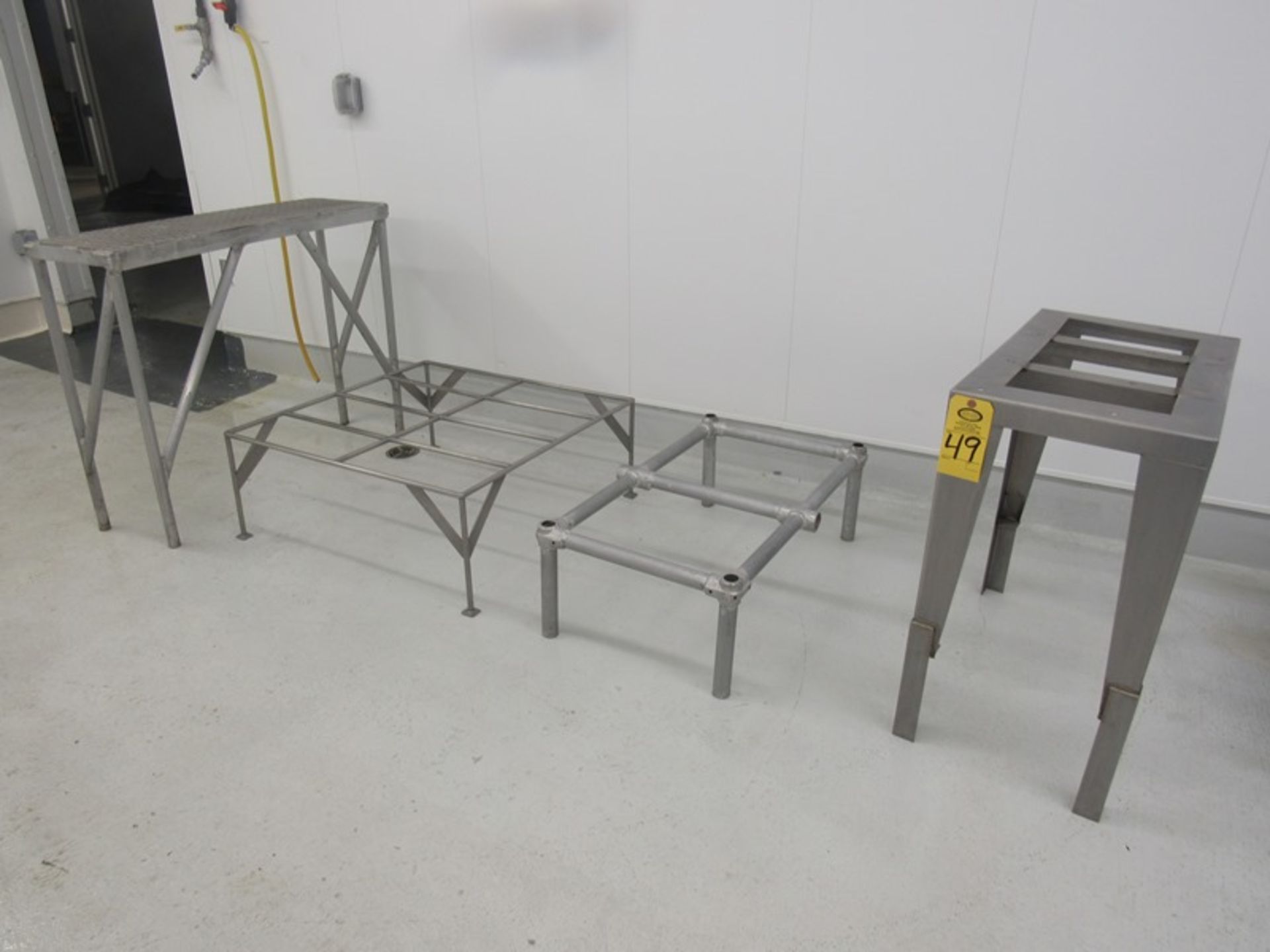 Lot of (2) Stainless Steel Dunnage Racks, (1) Stainless Steel Tote Rack & (1) Stainless Steel