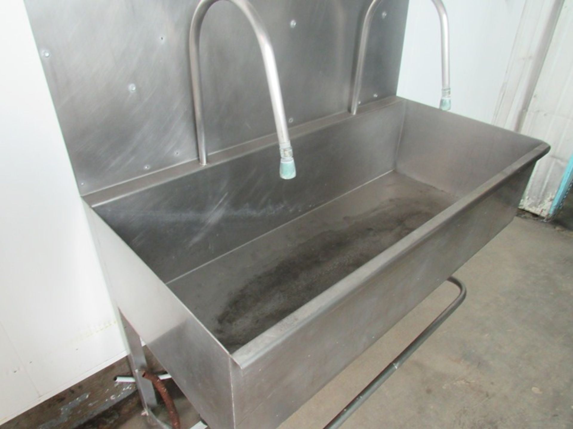 Stainless Steel Sink, 20" W X 48" L X 12" D, 2-faucets, foot pedal activation (Required Rigging Fee: - Image 2 of 2