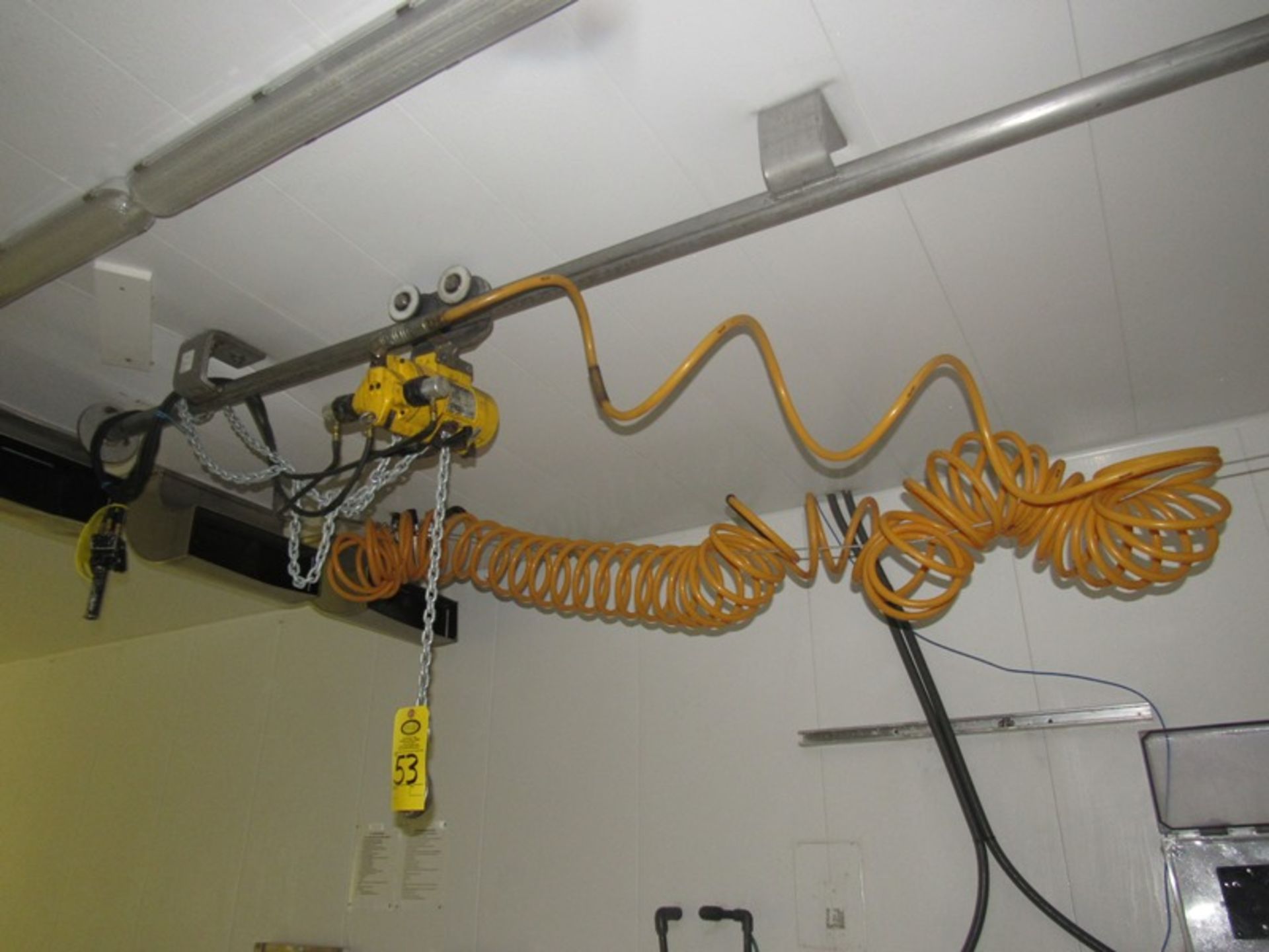 Budgit 1/2 Ton Chain Hoist with approx. 30' rail (pneumatic operation) (Required Rigging Fee: $350. - Image 2 of 2