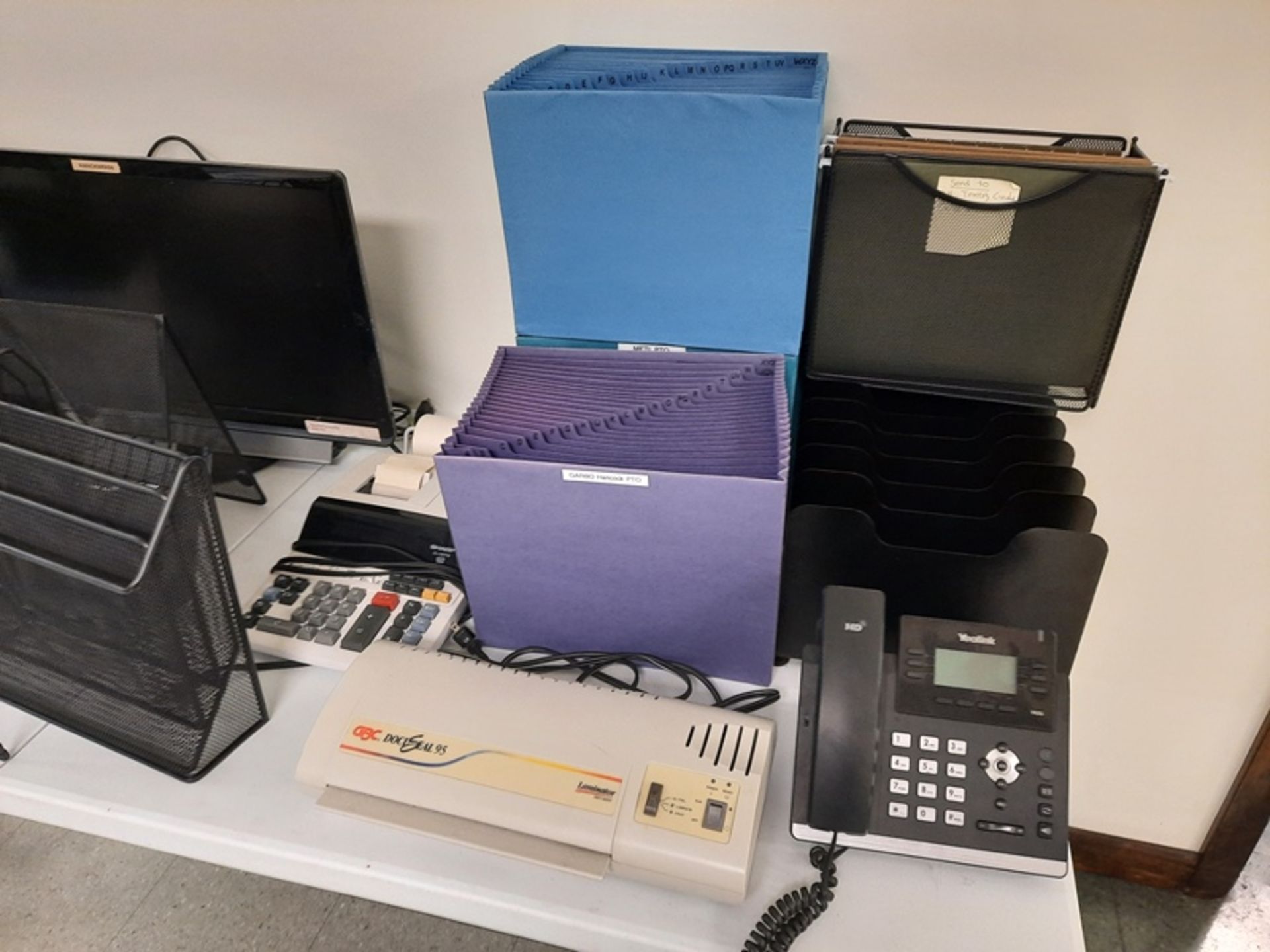 Lot of Office Supplies: Samsung Copy, Fax, Scan, Wifi, (3) Monitors, GBC Docuseal, Calculator, etc., - Image 4 of 4