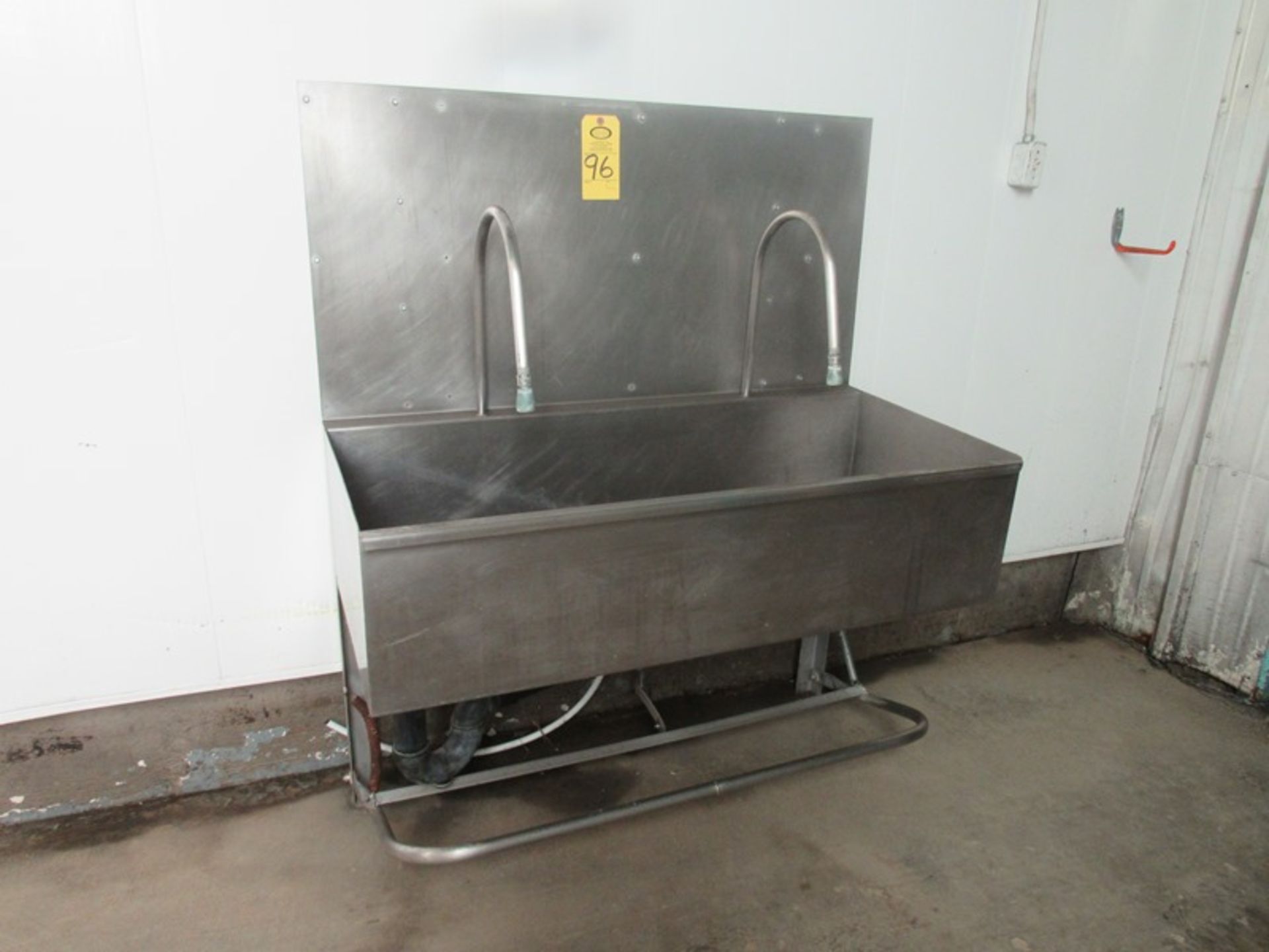 Stainless Steel Sink, 20" W X 48" L X 12" D, 2-faucets, foot pedal activation (Required Rigging Fee: