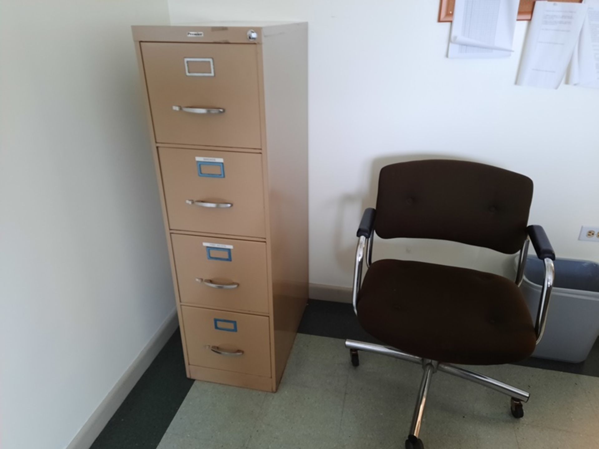 Lot of Office: (1) Desk, Chairs, File Cabinet, Data Max Label Printer, HP Laser Jet, Box of Goodies, - Image 3 of 3