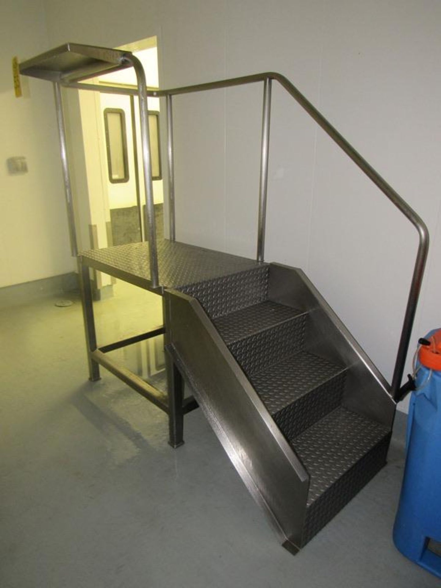 Stainless Steel Platform 25" W X 67" L with (3) stairs, 6' tall with handrail (Required Rigging Fee: