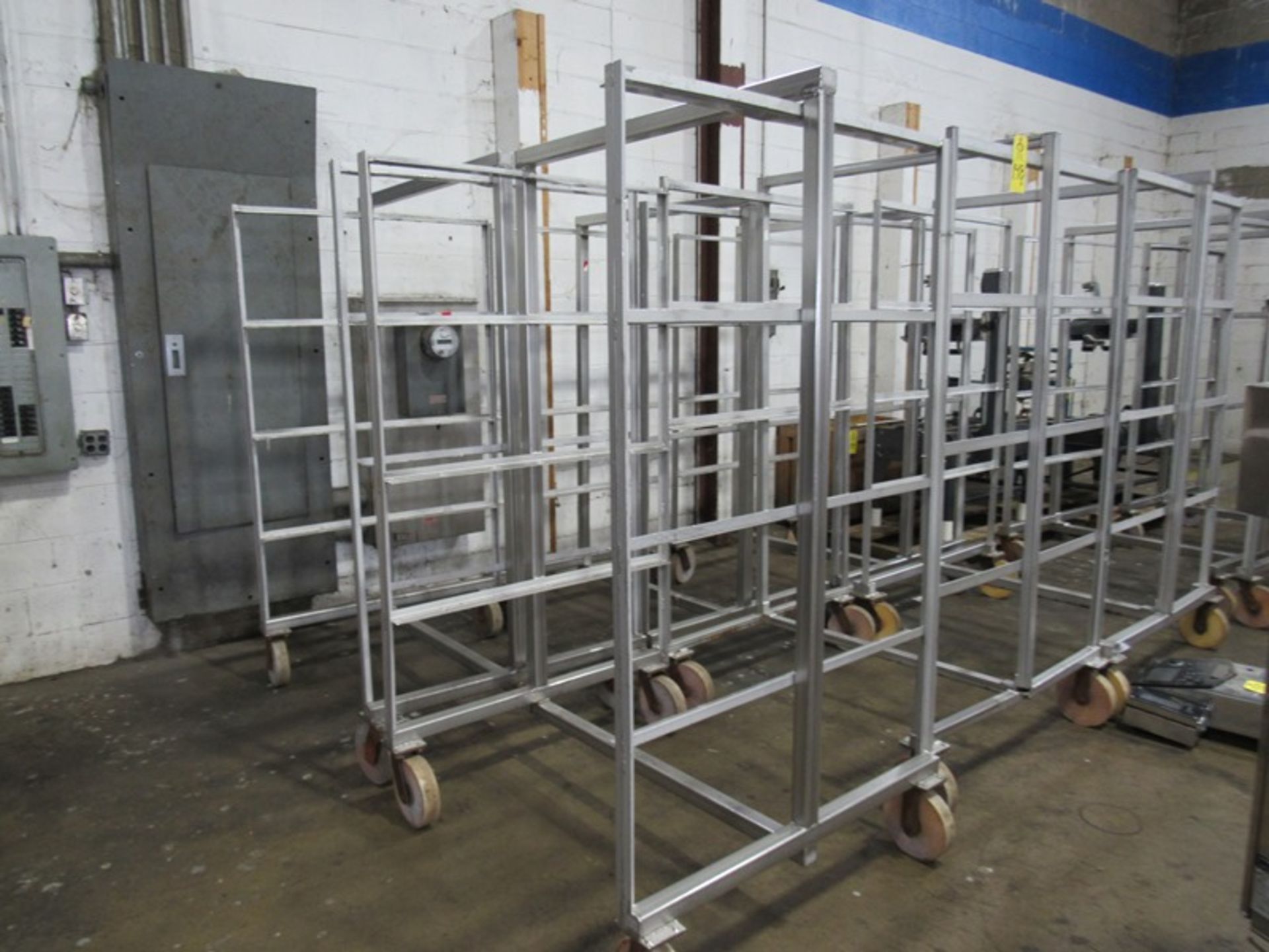 Stainless Steel Smoke Trucks, 43" W X 44" L X 80" T, 3 spaces for sticks or screens, 17" apart (