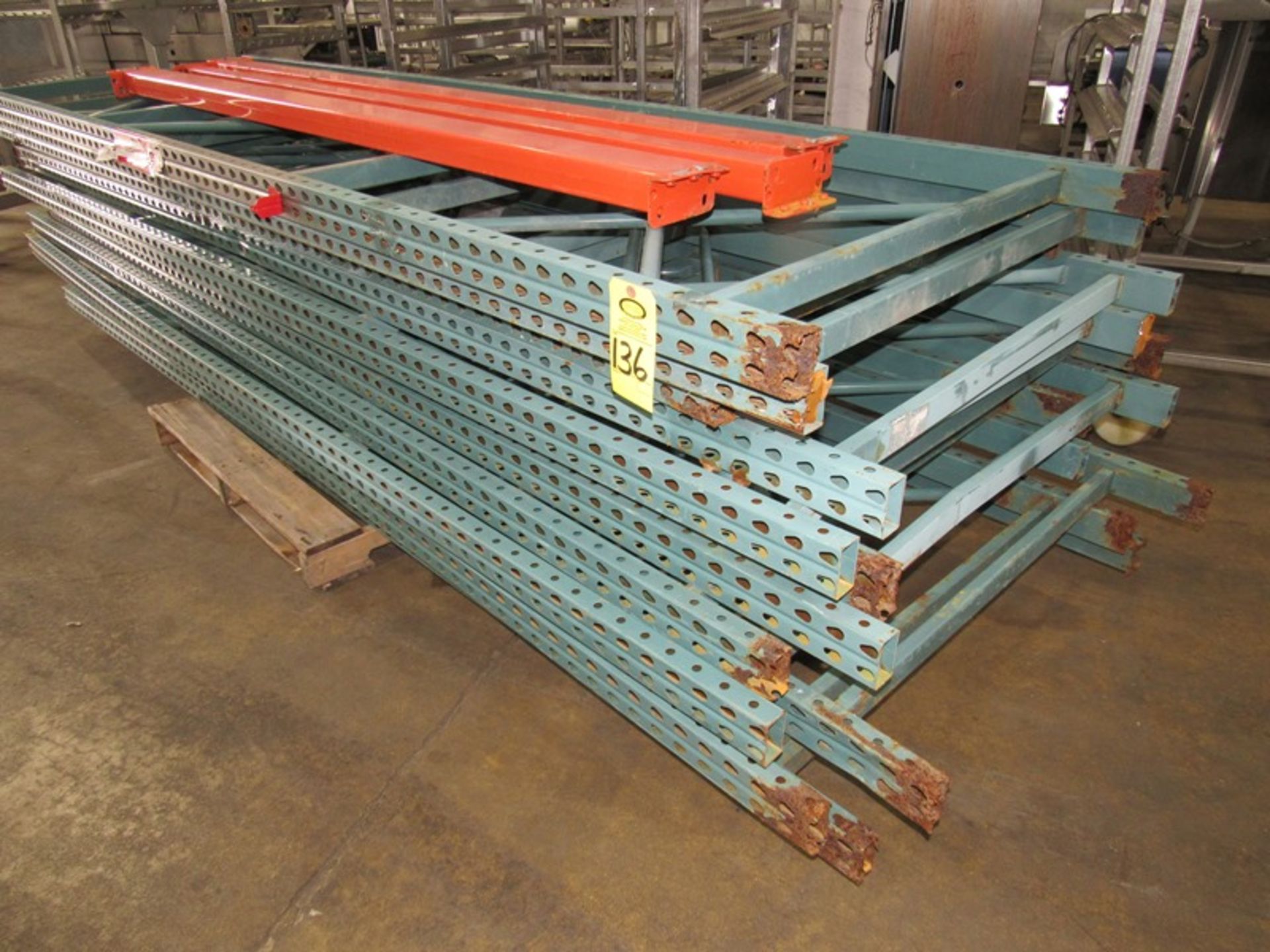 Lot Pallet Racking (12) Uprights 42" W X 12' T, 60 Crossbeams 8' wide (Located in Plano, IL) Removal