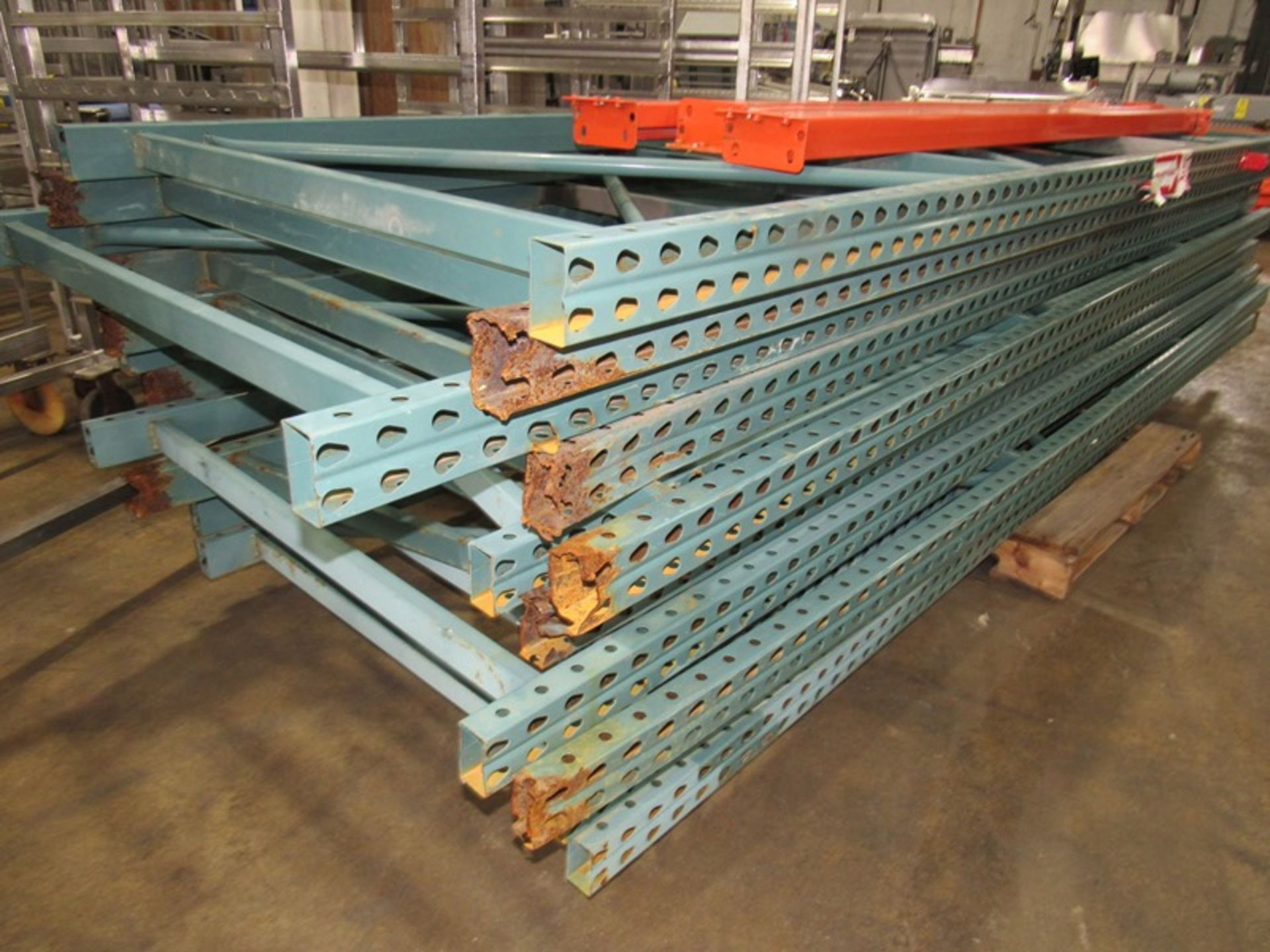 Lot Pallet Racking (12) Uprights 42" W X 12' T, 60 Crossbeams 8' wide (Located in Plano, IL) Removal - Image 2 of 4