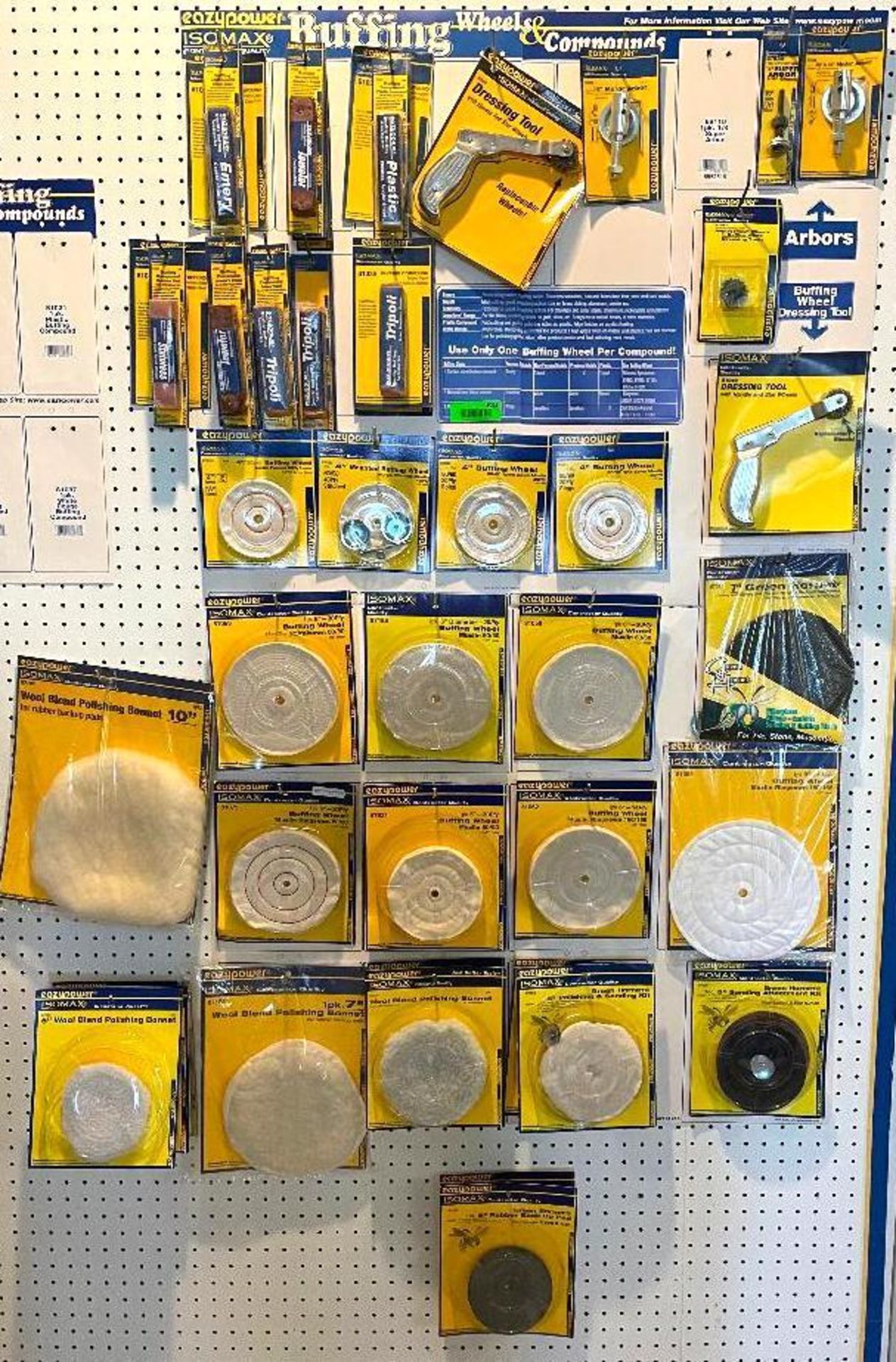 ASSORTED BUFFING WHEELS & COMPOUNDS AS SHOWN LOCATION SHOWROOM THIS LOT IS ONE MONEY QUANTITY 1