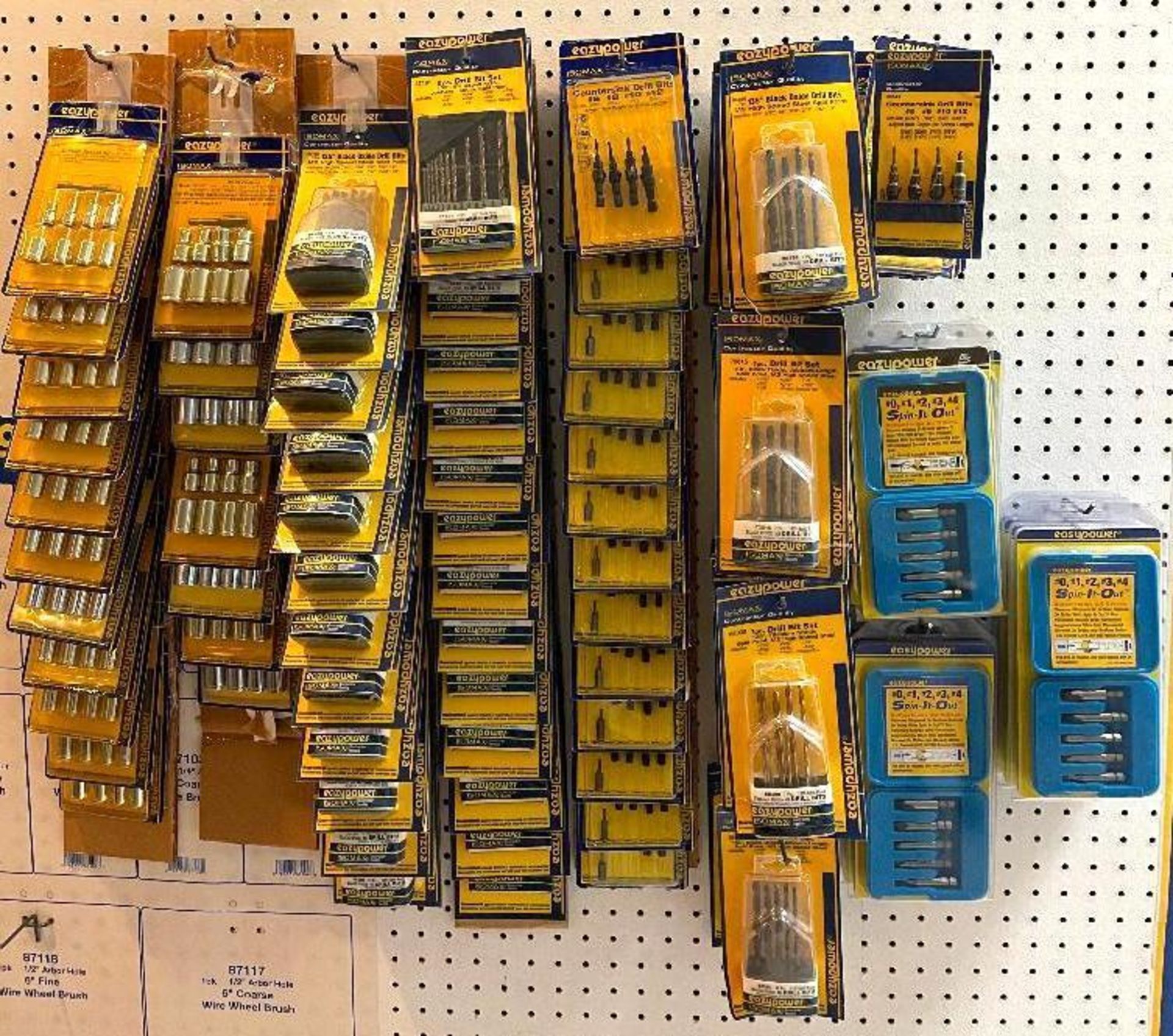 CONTENTS OF PEGBOARD AS SHOWN(ASSORTED DRILL BIT SETS) BRAND/MODEL EAZYPOWER LOCATION SHOWROOM THIS