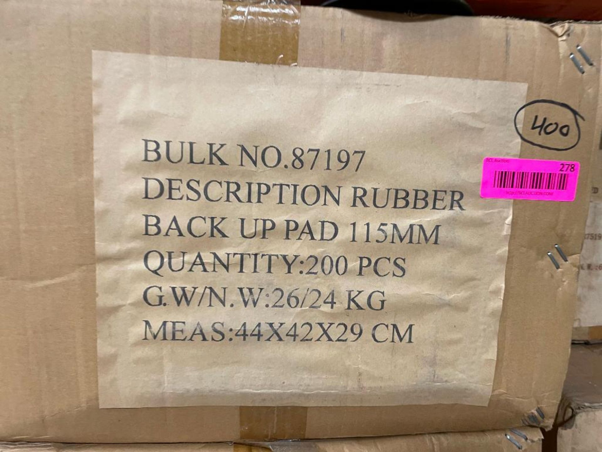 DESCRIPTION (400) 4-1/2" BLACK RUBBER BACKUP PADS BRAND/MODEL EAZY POWER 87197 SIZE 4-1/2" THIS LOT - Image 2 of 2