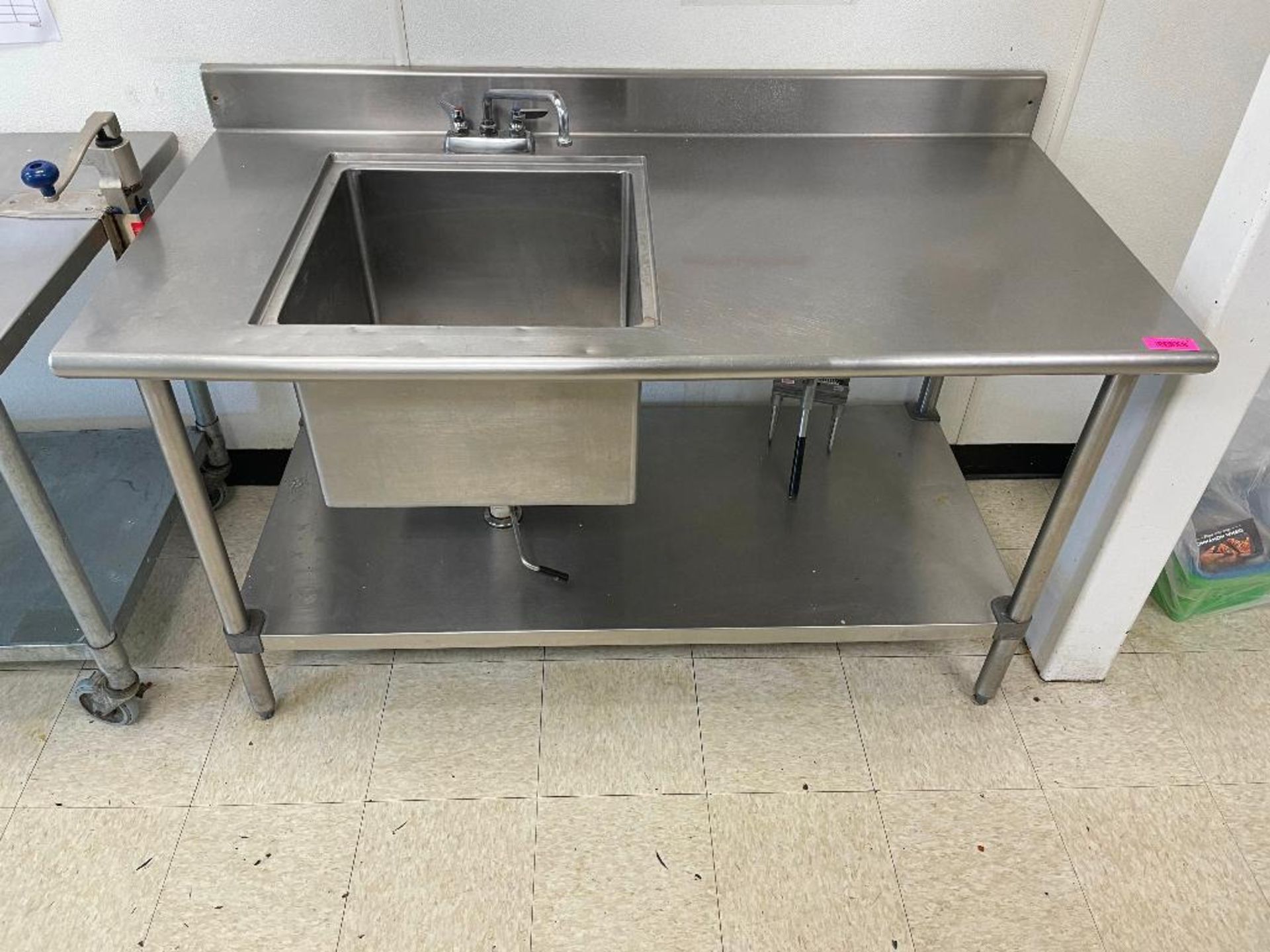 DESCRIPTION: 5' X 30" SINGLE WELL STAINLESS SINK W/ 4" BACK SPLASH ADDITIONAL INFORMATION HEAVY DUTY