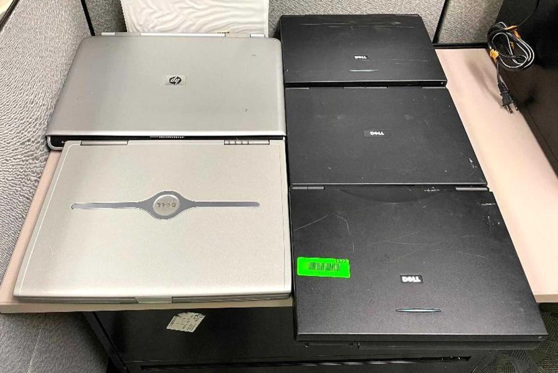 DESCRIPTION (5) VARIOUS LAPTOPS AS SHOWN ( NO POWER CORDS, CONDITION UNKNOWN) LOCATION FIRST FLOOR: