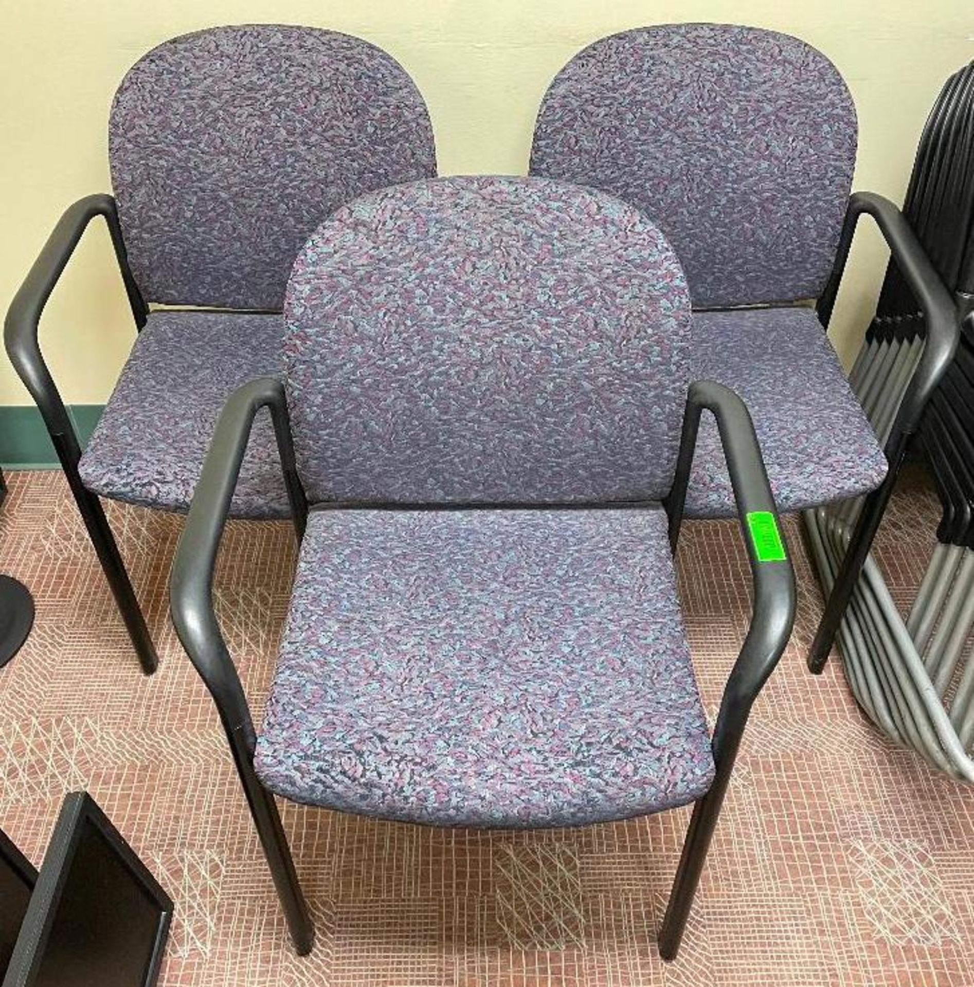 DESCRIPTION (3) METAL FRAMED ARM CHAIRS LOCATION ROOM 21: (GROUP ROOM) THIS LOT IS ONE MONEY QUANTIT