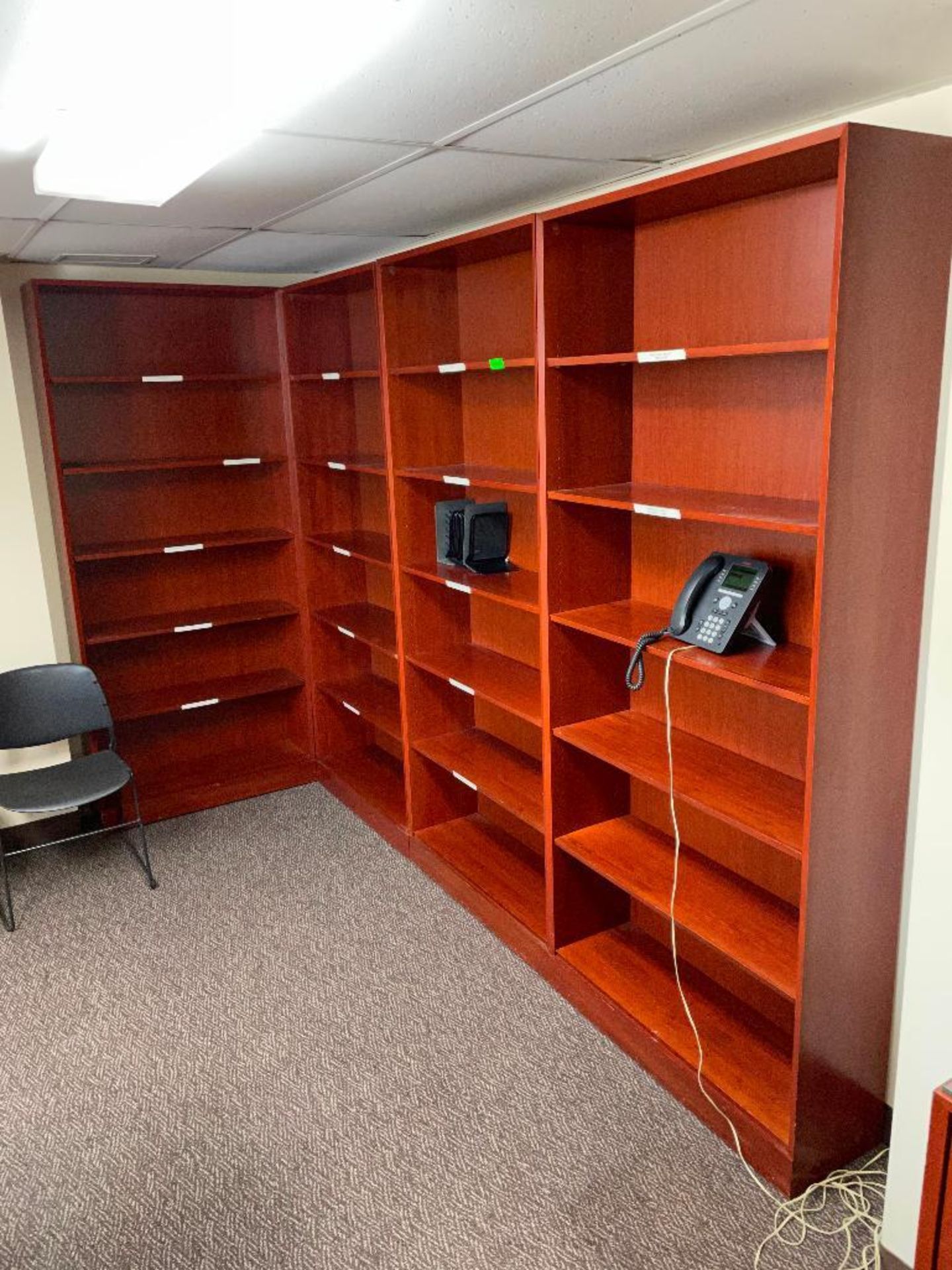 DESCRIPTION: (4) - 8 FT. BOOK SHELVES WITH ADDITIONAL MATCHING CABINETS ADDITIONAL INFORMATION: SEE