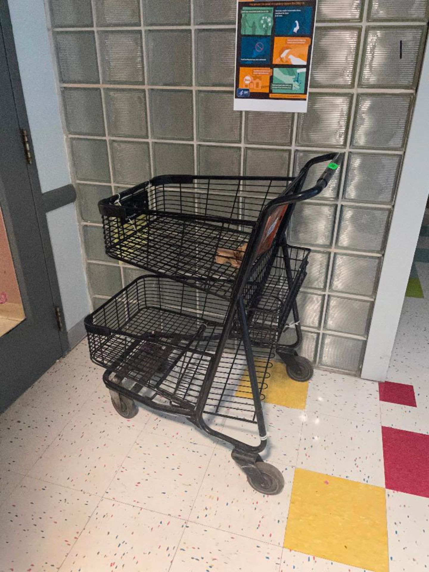 DESCRIPTION: TWO TIER SHOPPING CART THIS LOT IS: ONE MONEY QTY: 1