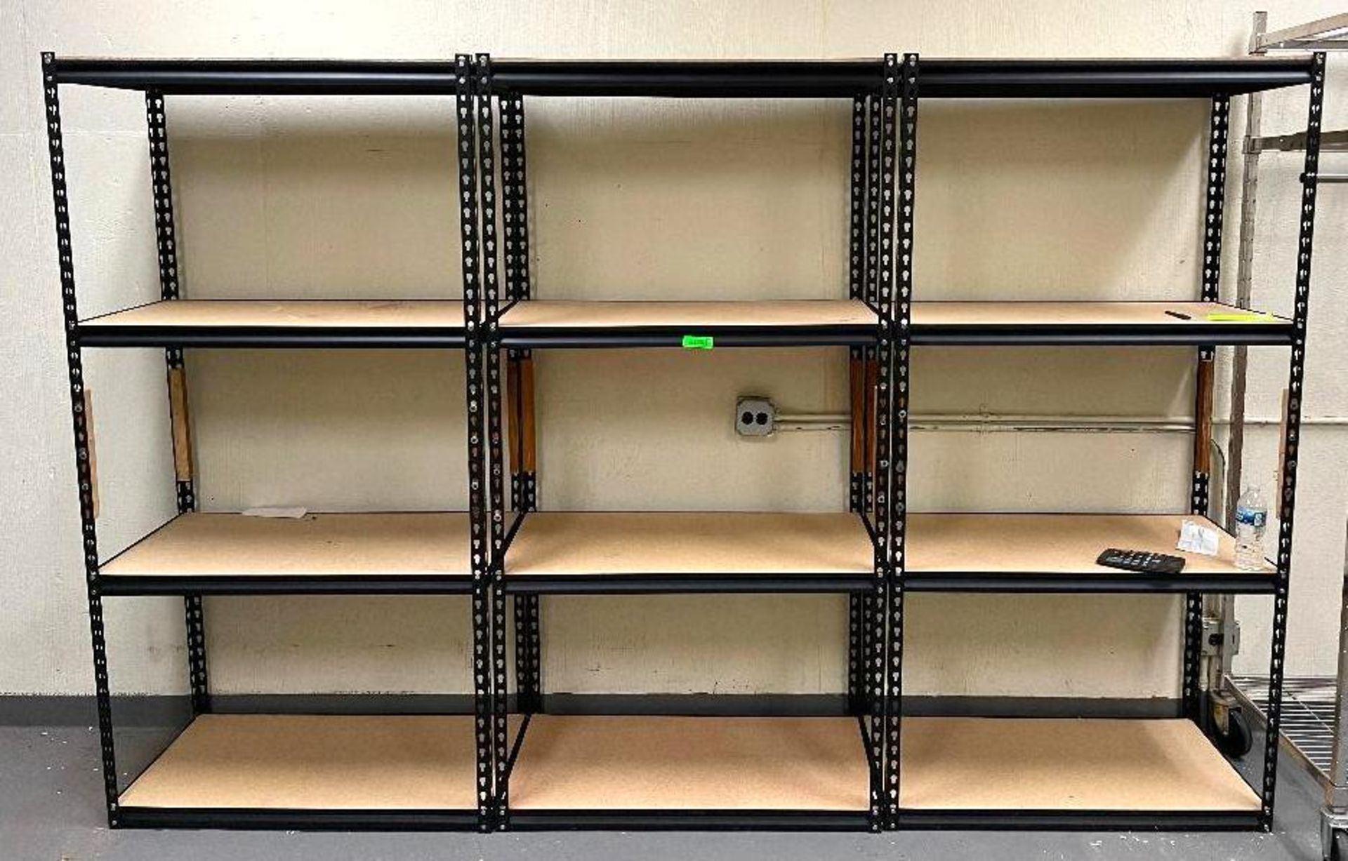 DESCRIPTION: (3) - METAL SHELVING UNITS SIZE: SEE PHOTOS THIS LOT IS: ONE MONEY QTY: 1