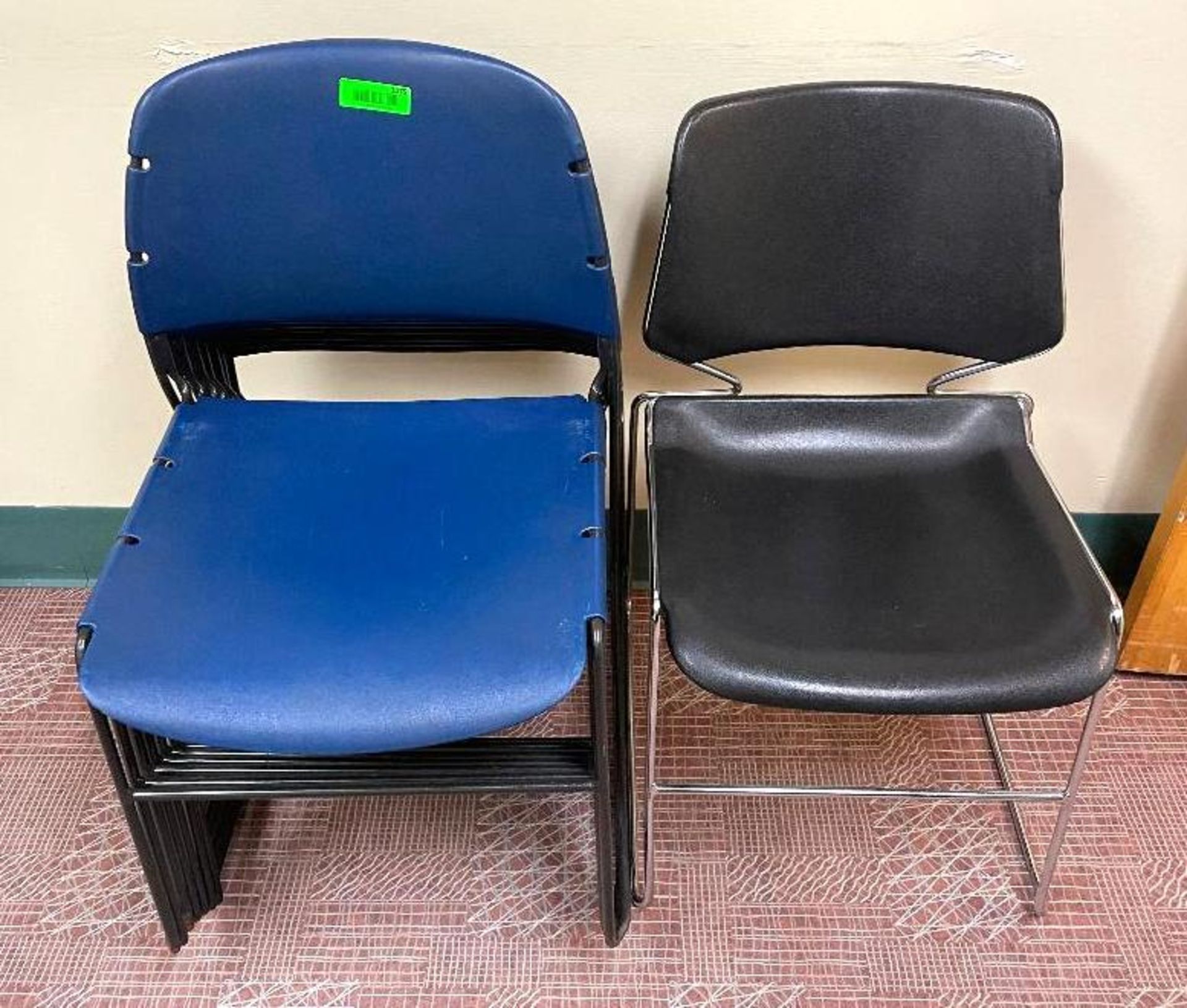 DESCRIPTION (8) ASSORTED STACKABLE CHAIRS LOCATION ROOM 21: (GROUP ROOM) THIS LOT IS ONE MONEY QUANT
