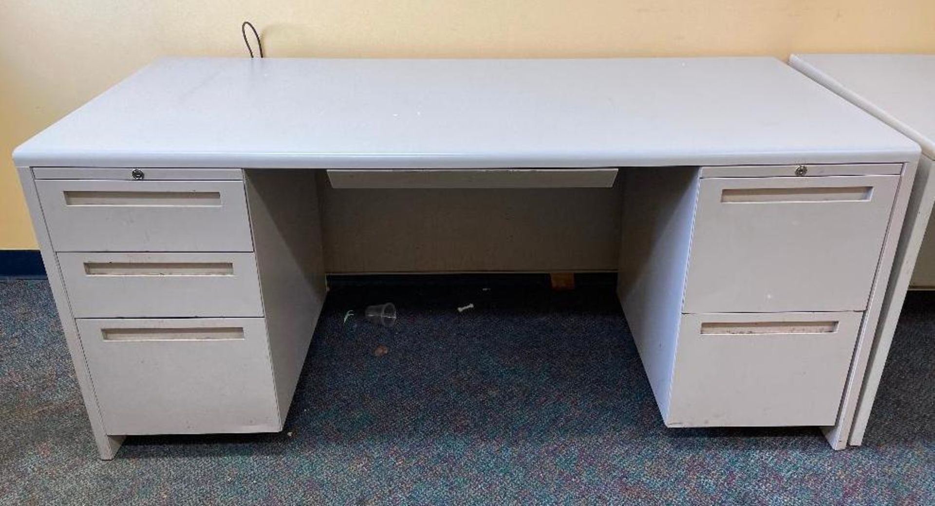 DESCRIPTION (2) 60" X 30" METAL FRAMED OFFICE DESKS LOCATION 540 THIS LOT IS ON MONEY QUANTITY 1 - Image 2 of 6