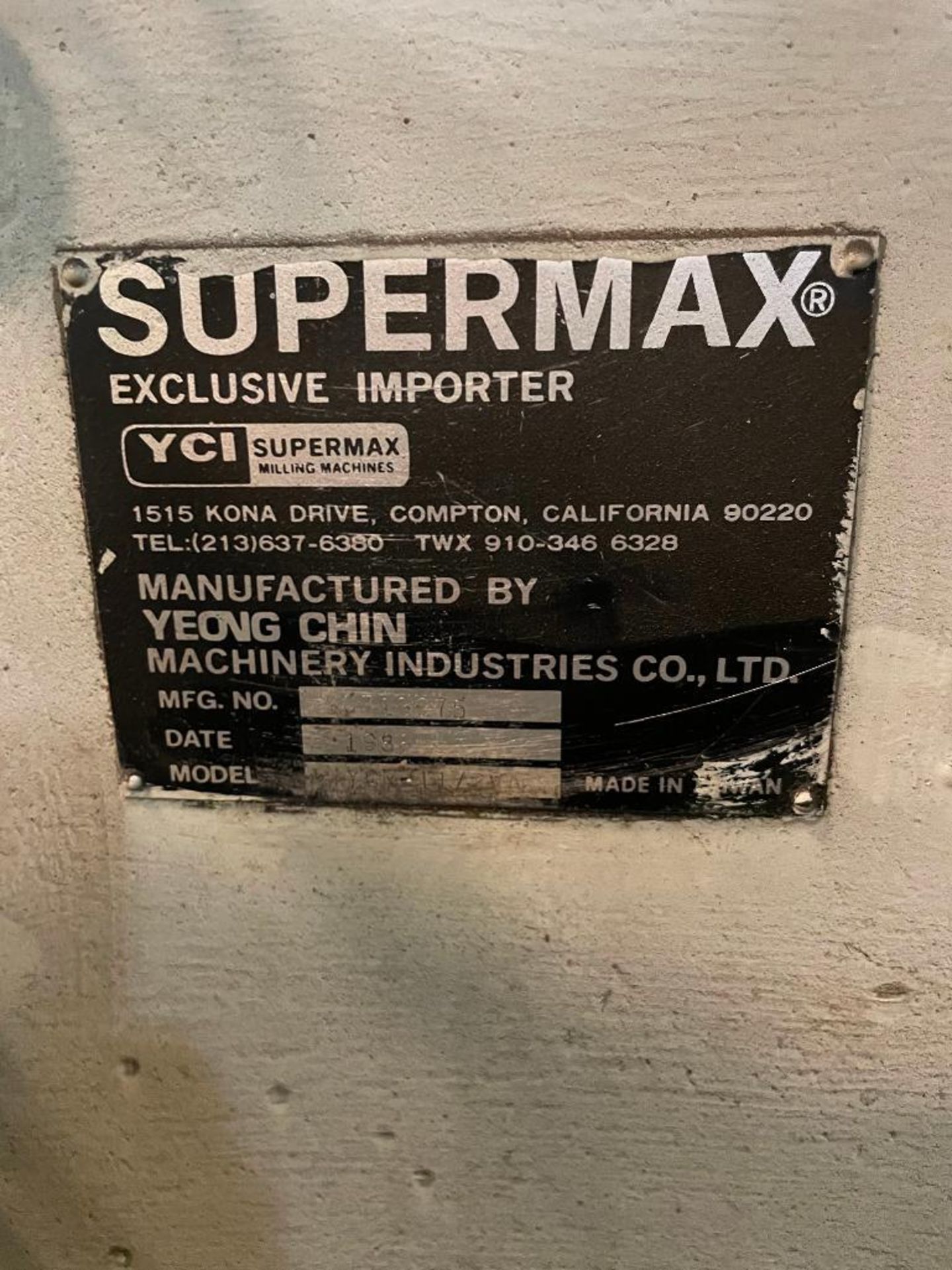 DESCRIPTION SUPERMAX INDUSTRIAL MILL MACHINE BRAND/MODEL YEONG CHIN 0713875 ADDITIONAL INFO SEE PHOT - Image 8 of 18