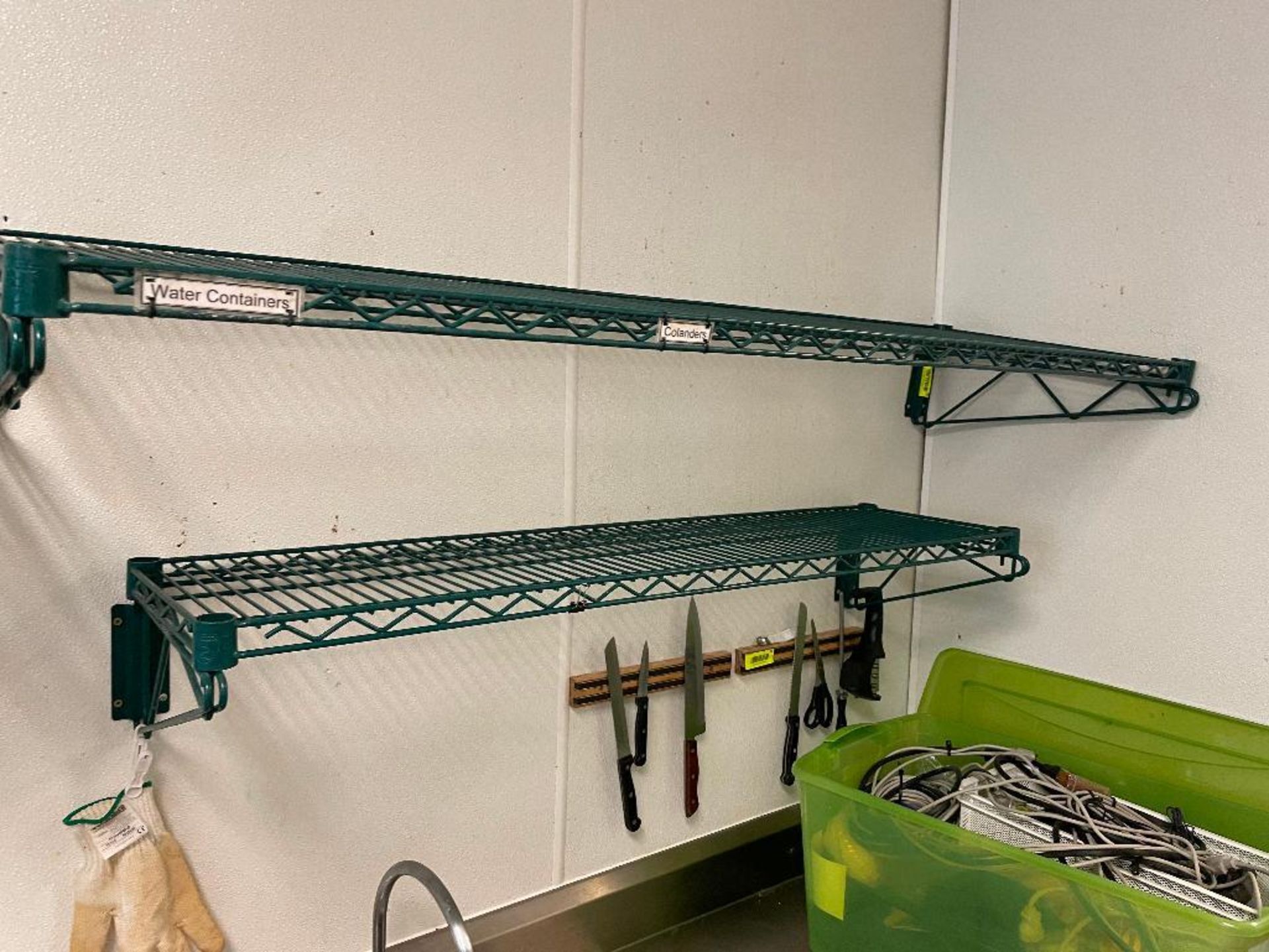 DESCRIPTION: (2) ASSORTED COATED WIRE WALL SHELVES. 48" X 12" AND 36" X 12" ADDITIONAL INFORMATION O