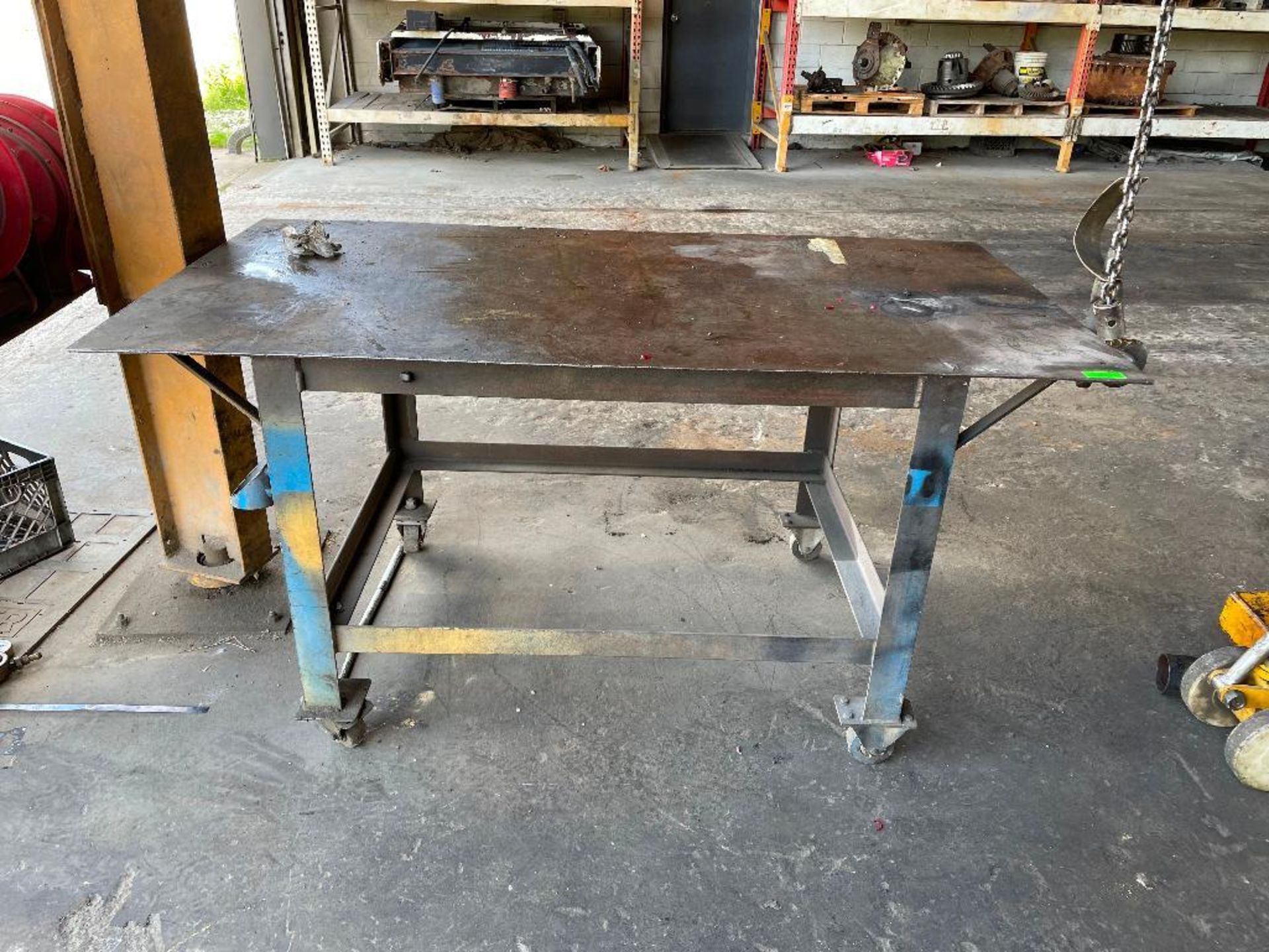 DESCRIPTION 72" X 38" X 34" STEEL WORK TABLE ON CASTERS QUANTITY 1 - Image 2 of 5